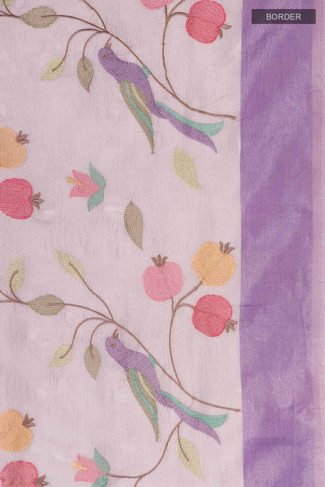 Lavender Tissue Silk Saree - Image 4