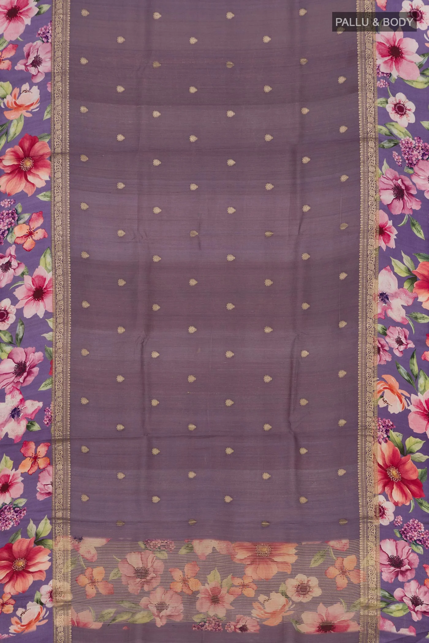 Lilac Tussar Silk Saree - Image 5