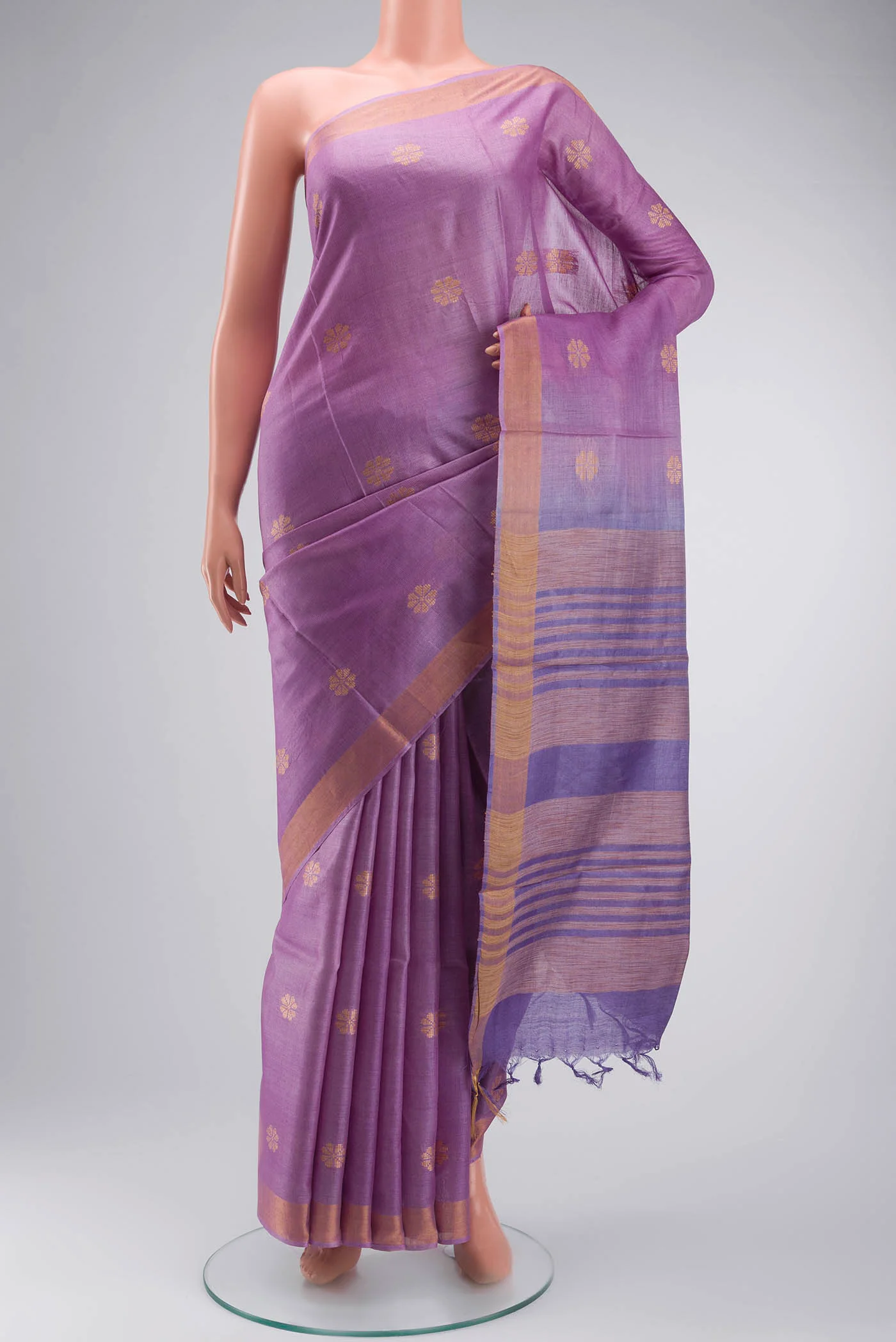 Lavender Tussar Silk Saree