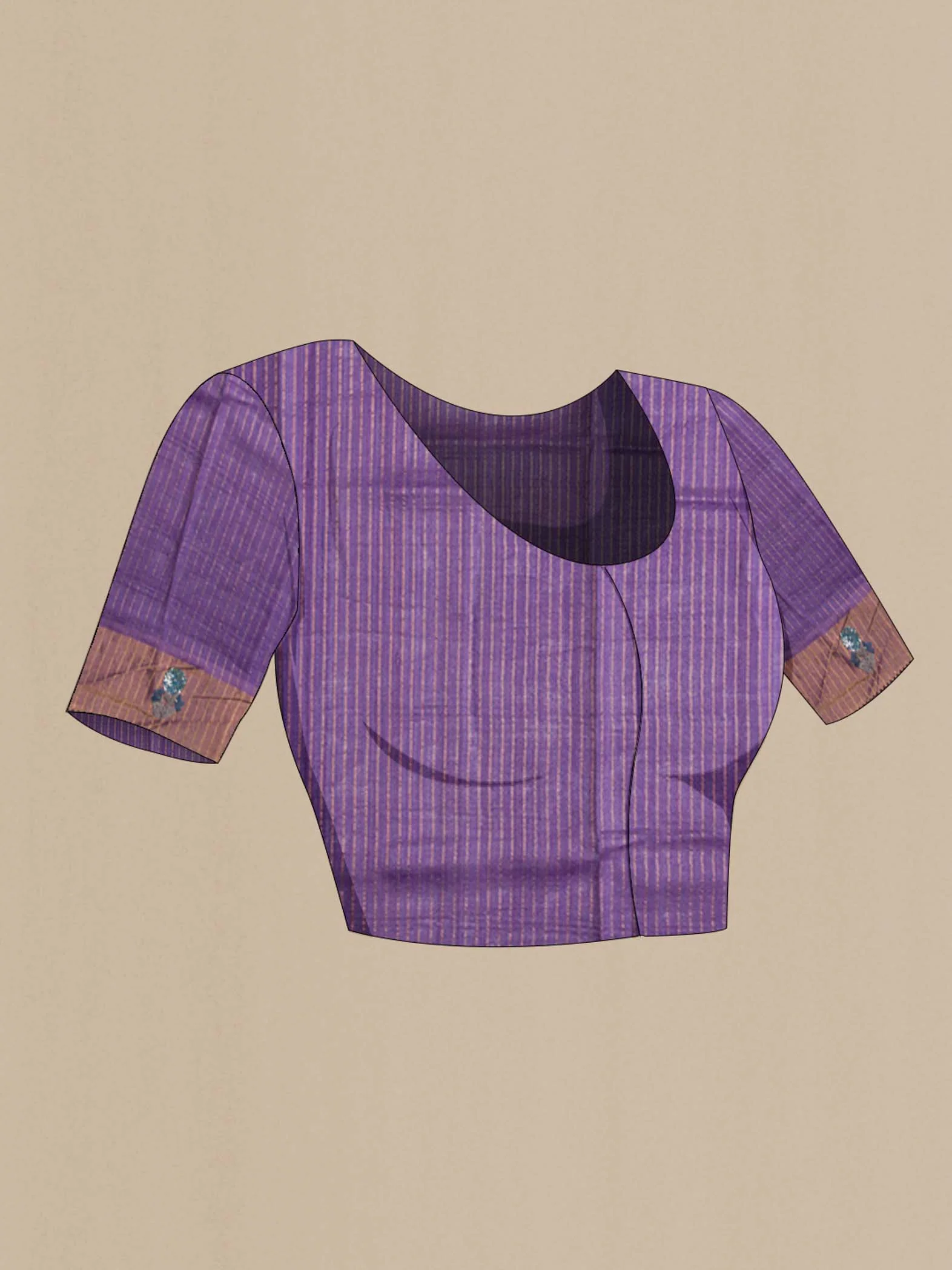 Lavender Tussar Silk Saree - Image 5