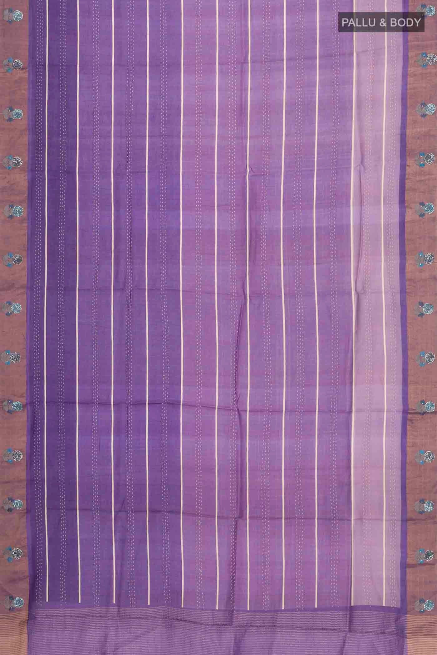 Lavender Tussar Silk Saree - Image 6