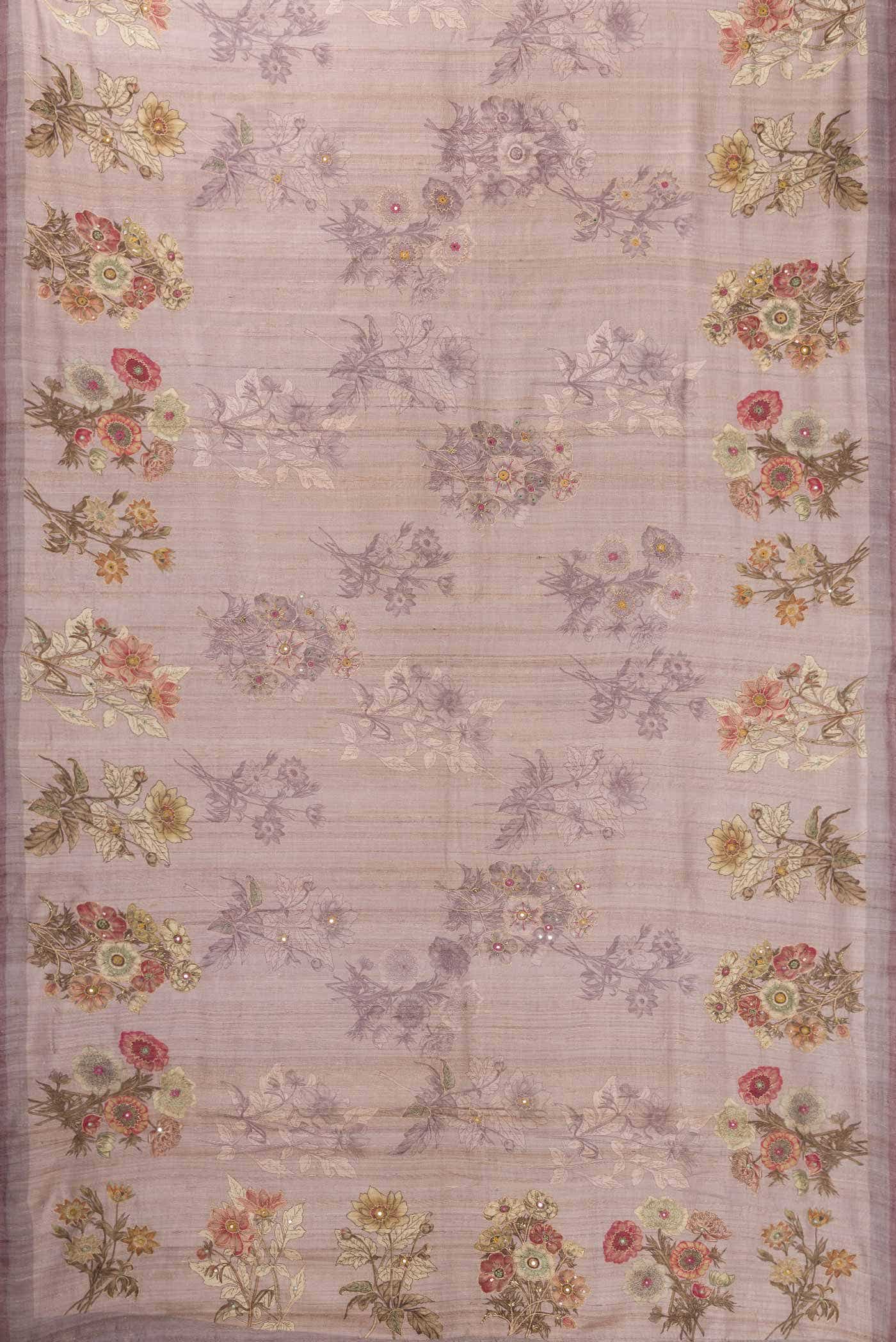 Lavender Tussar Silk Saree - Image 4