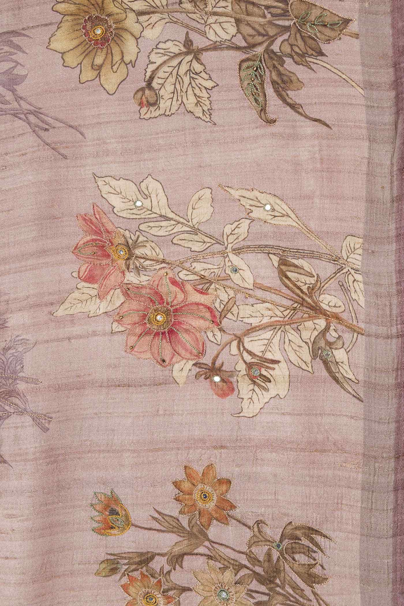 Lavender Tussar Silk Saree - Image 5