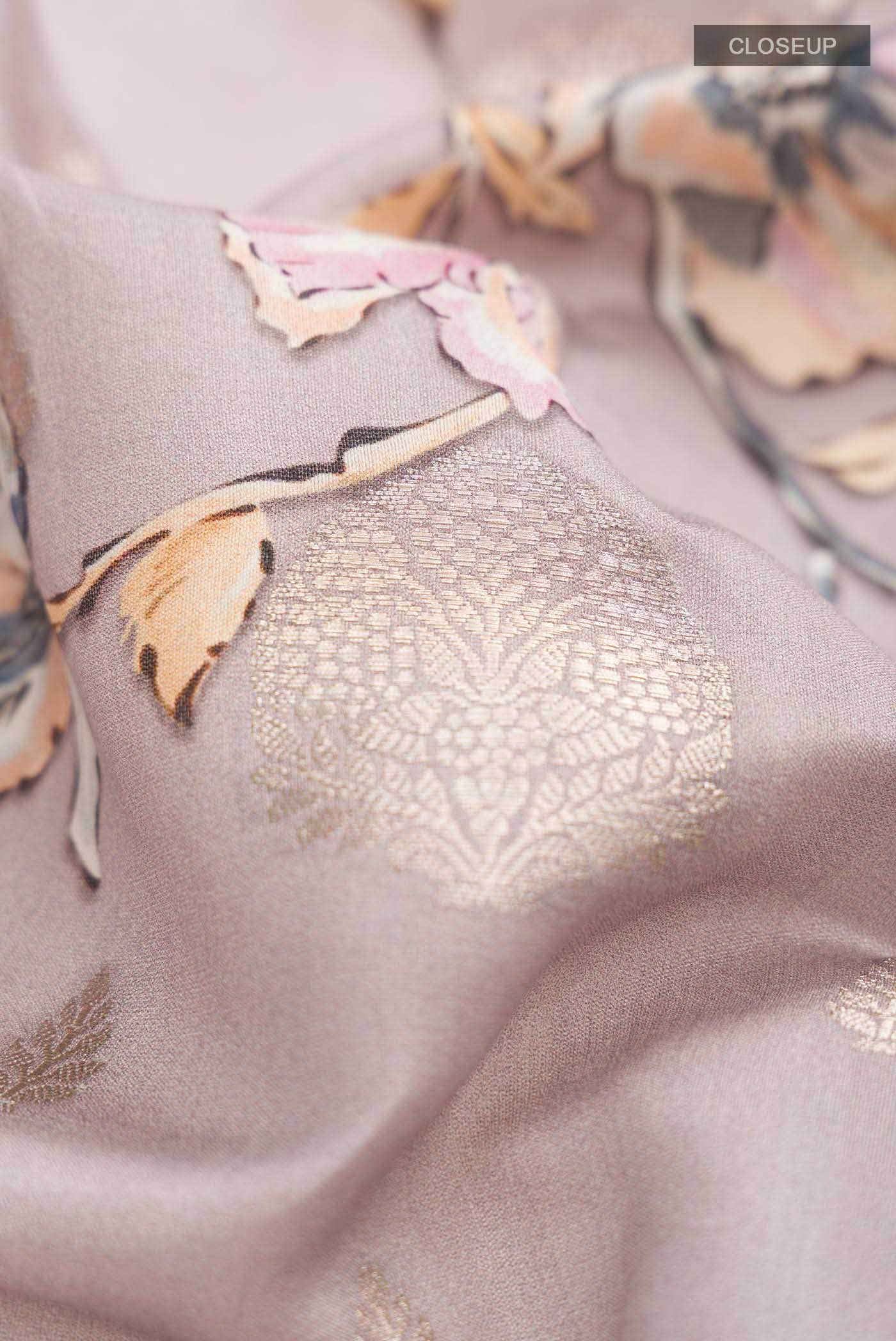 Lavender Tussar Silk Saree - Image 2