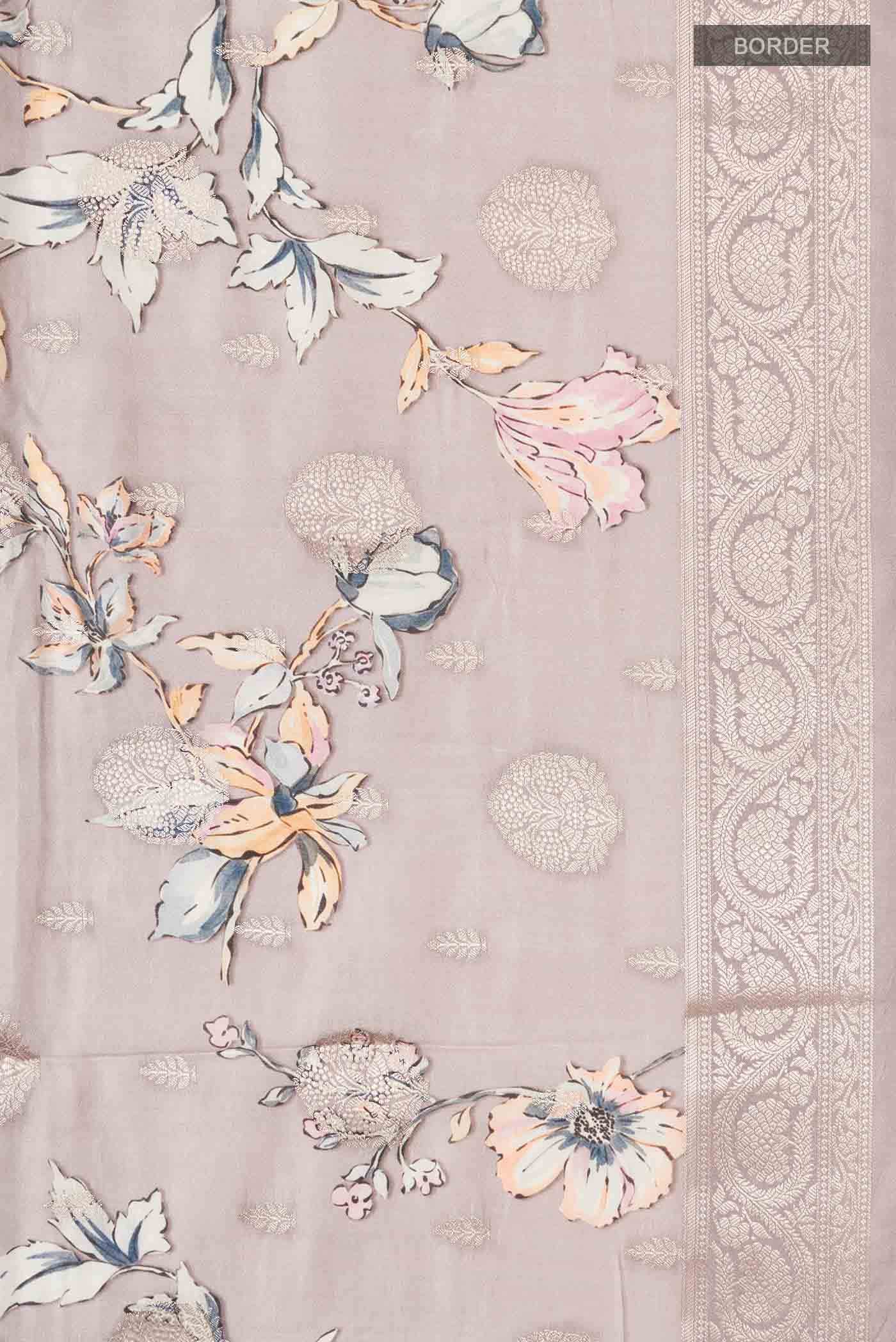 Lavender Tussar Silk Saree - Image 4