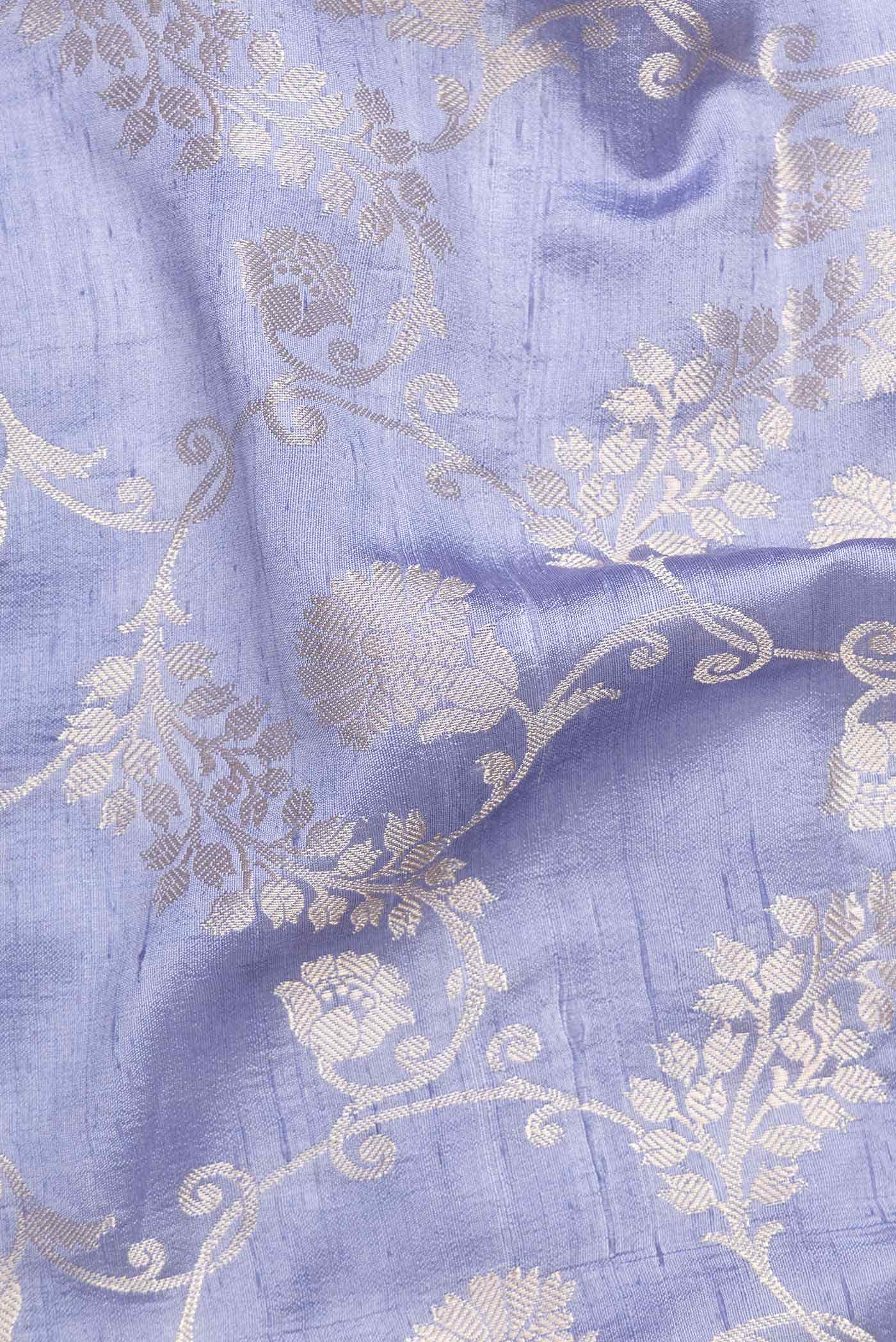 Lavender Tussar Silk Saree - Image 3