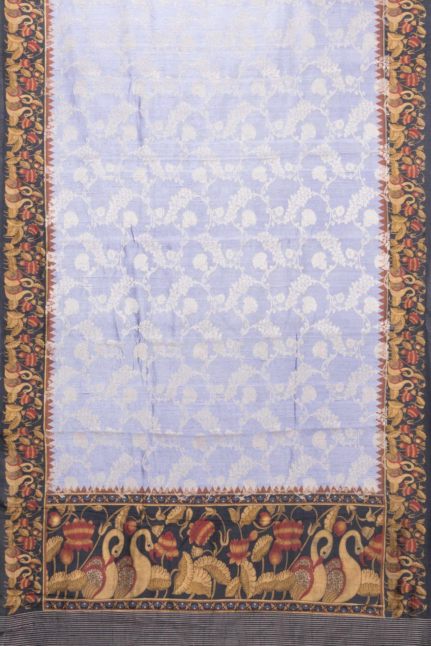 Lavender Tussar Silk Saree - Image 4