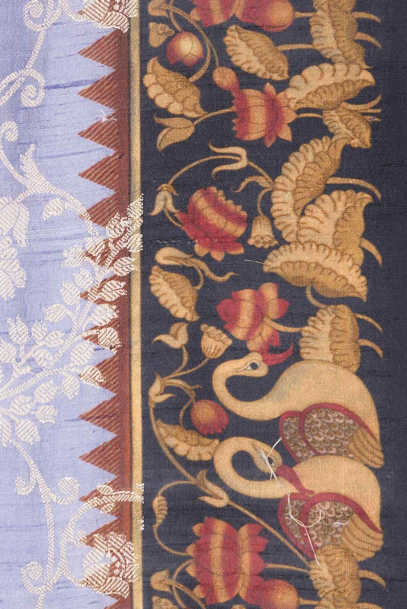 Lavender Tussar Silk Saree - Image 5