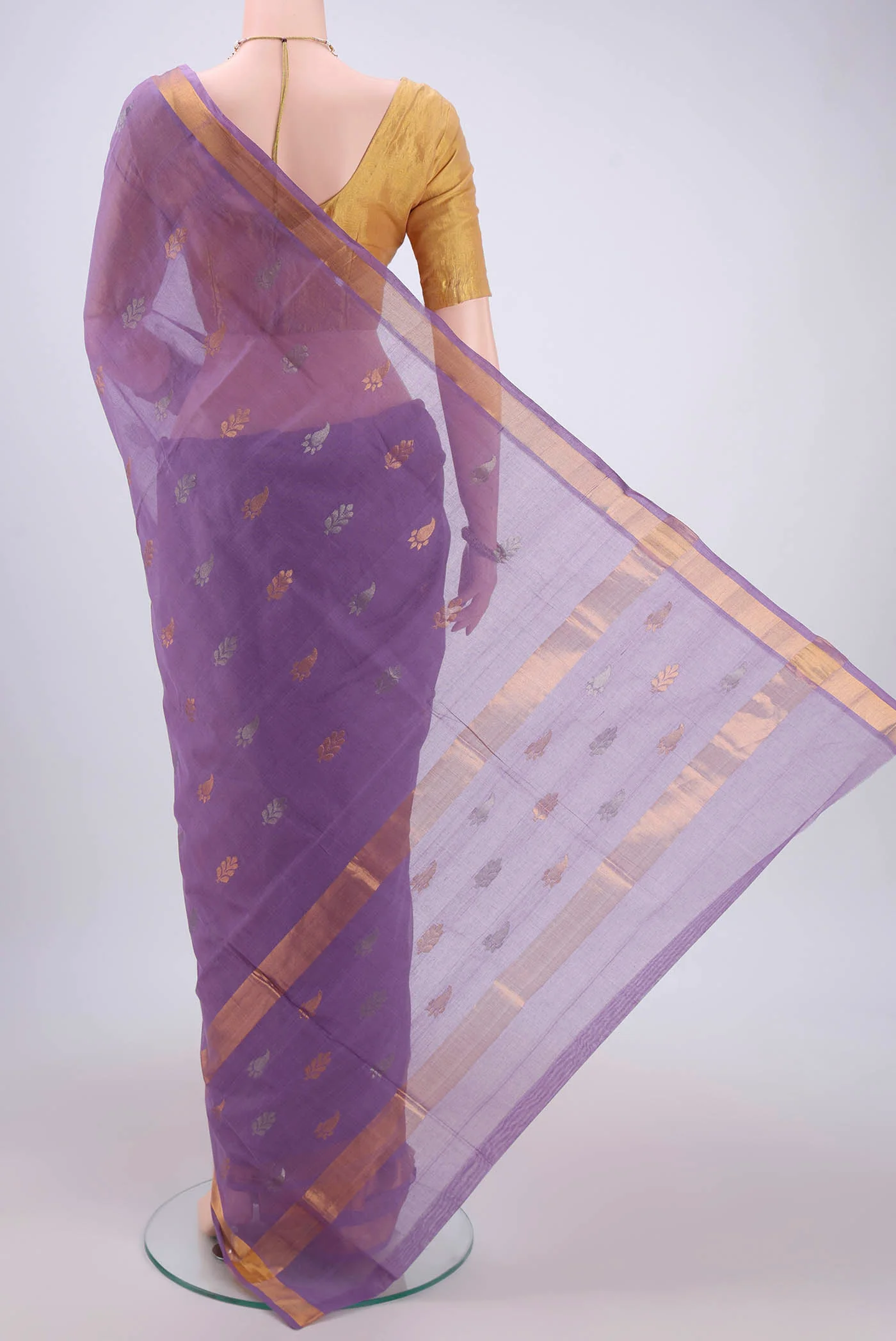 Lavender Venkatagiri Cotton Saree - Image 3
