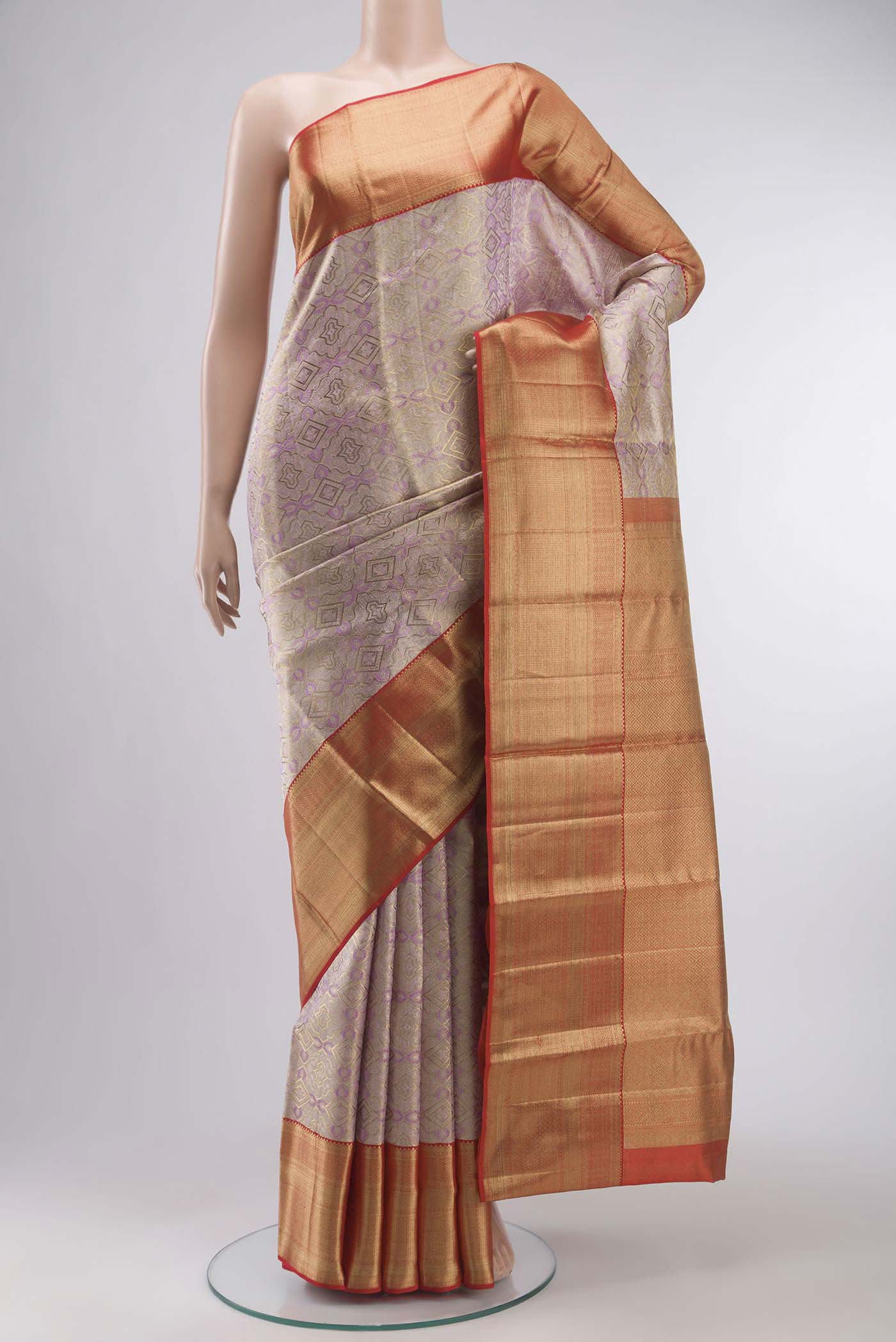Lavender with Gold Color Kanjivaram Tissue Silk Saree