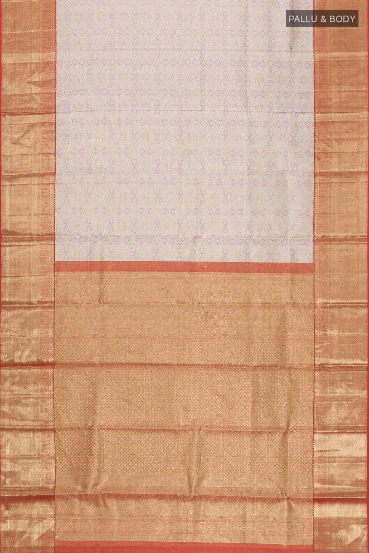 Lavender with Gold Color Kanjivaram Tissue Silk Saree - Image 6