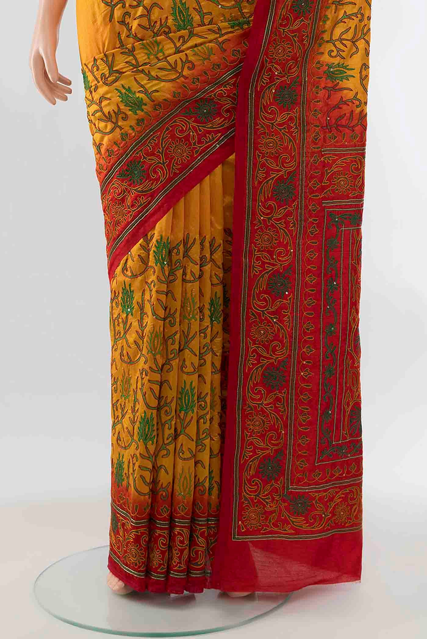 Yellow Blended Raw Silk Saree - Image 3