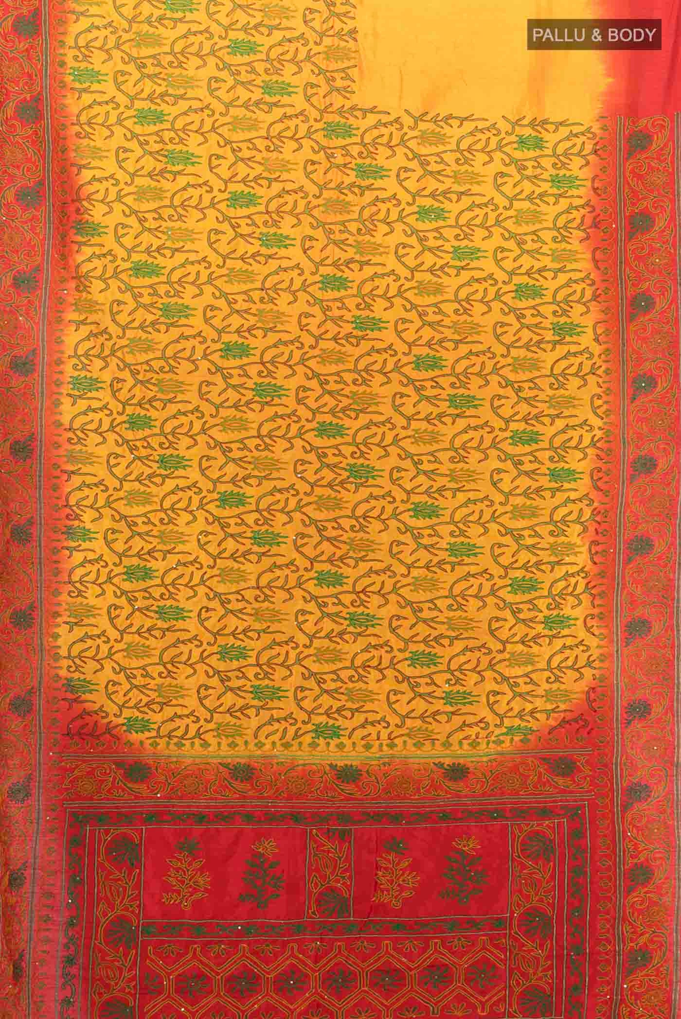 Yellow Blended Raw Silk Saree - Image 5