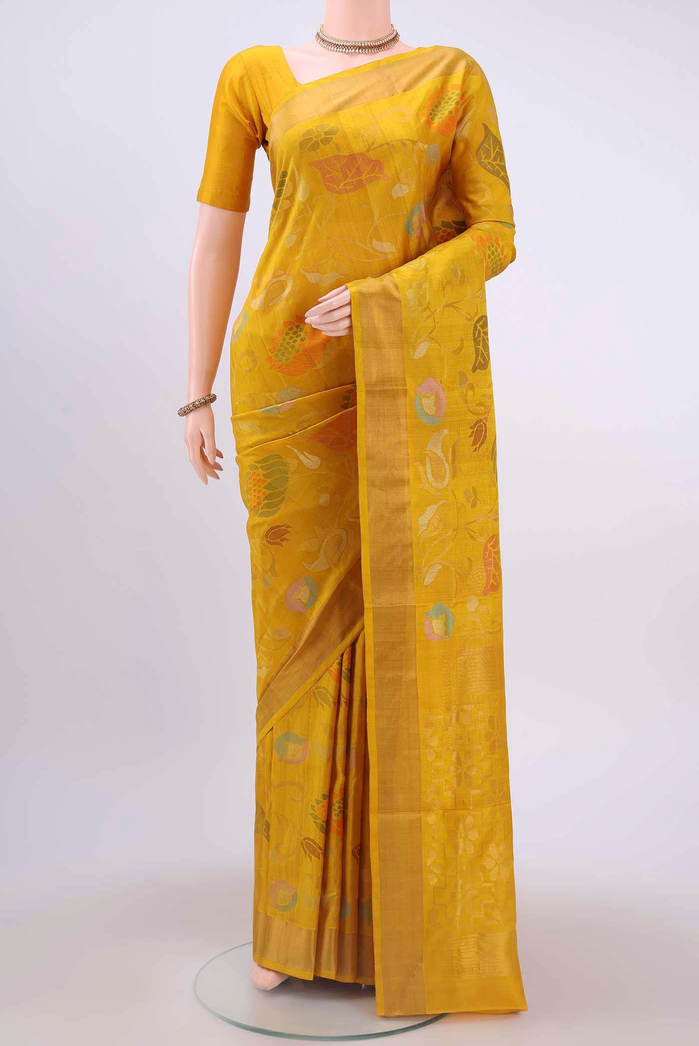 Pure Silk Pure Zari Mustard Uppada Saree