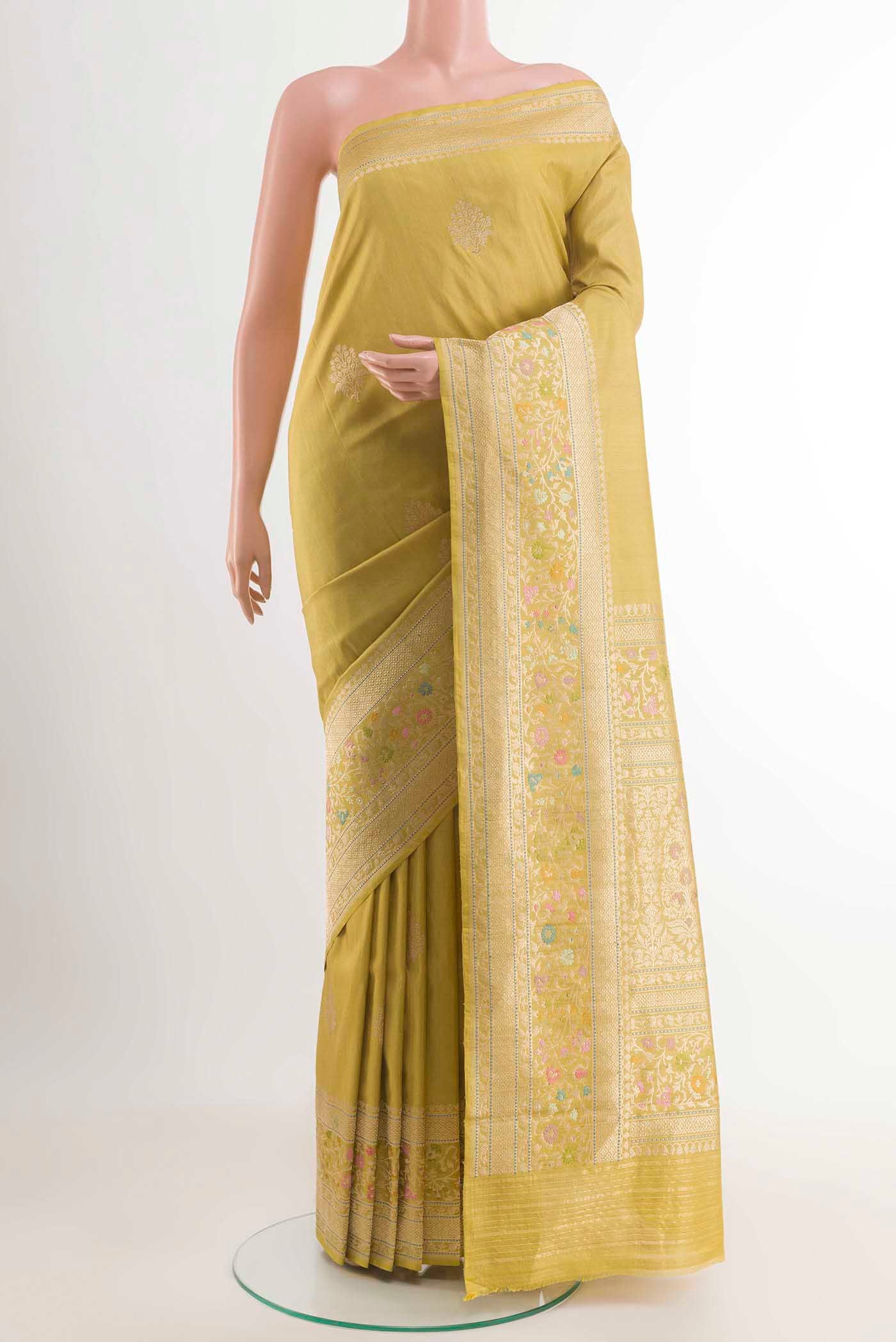 Lemon Yellow Banarasi Silk Saree