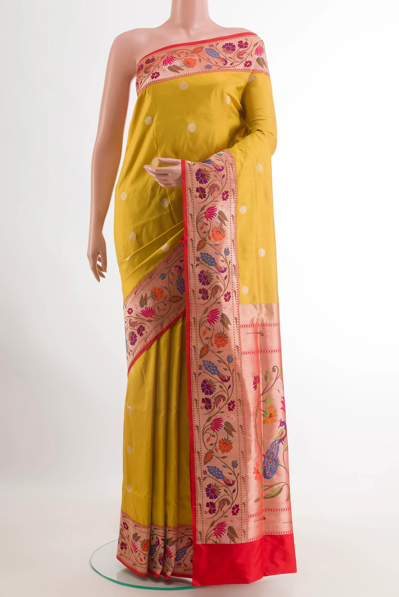 Lemon Yellow Banarasi Silk Saree