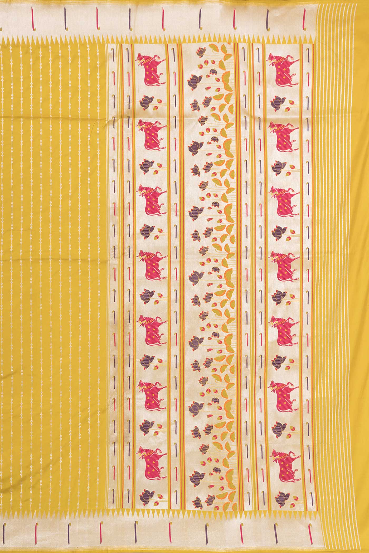 Lemon Yellow Dual Tone Banarasi Saree - Image 7