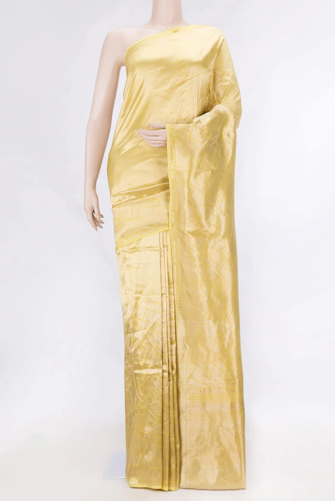 Lemon Yellow Dual Tone Banarasi Silk Saree