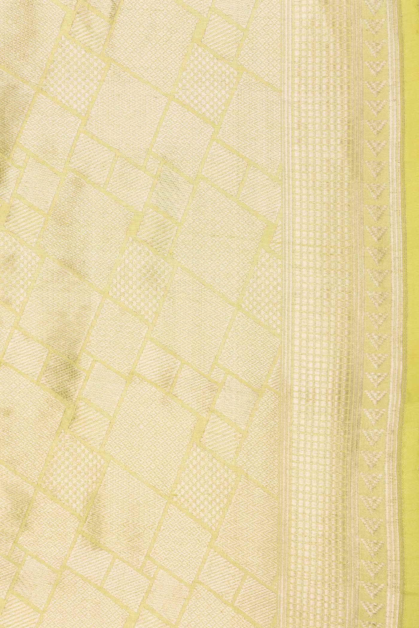Lemon Yellow Dual Tone Banarasi Silk Saree - Image 5
