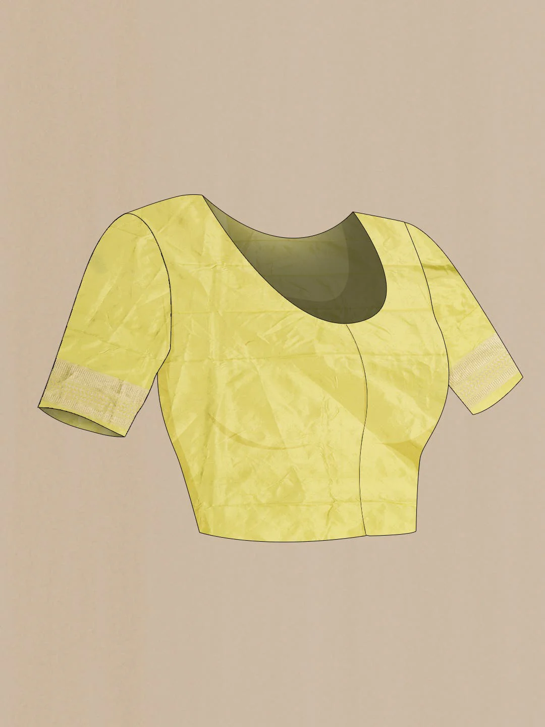 Lemon Yellow Dual Tone Banarasi Silk Saree - Image 6
