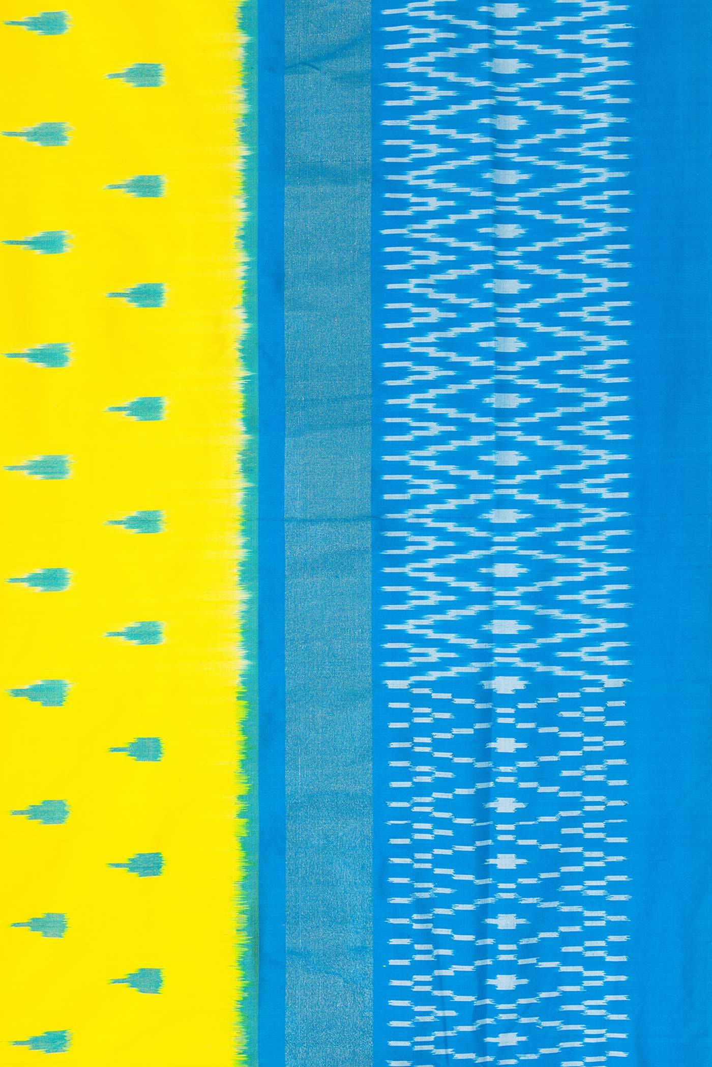 Lemon Yellow Pochampally Silk Saree - Image 3