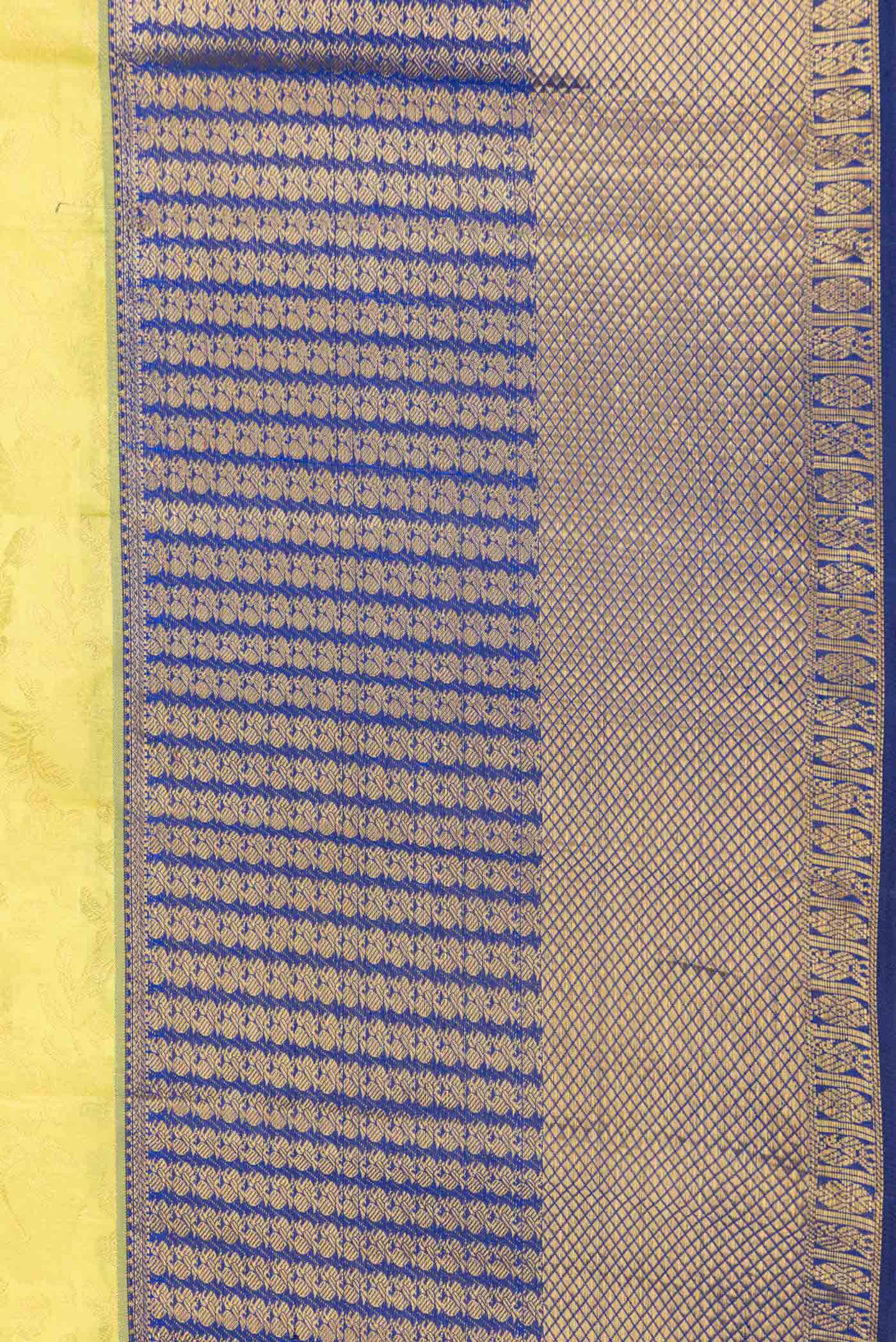 Lemon Yellow Dual Tone Kanchipuram Saree - Image 3