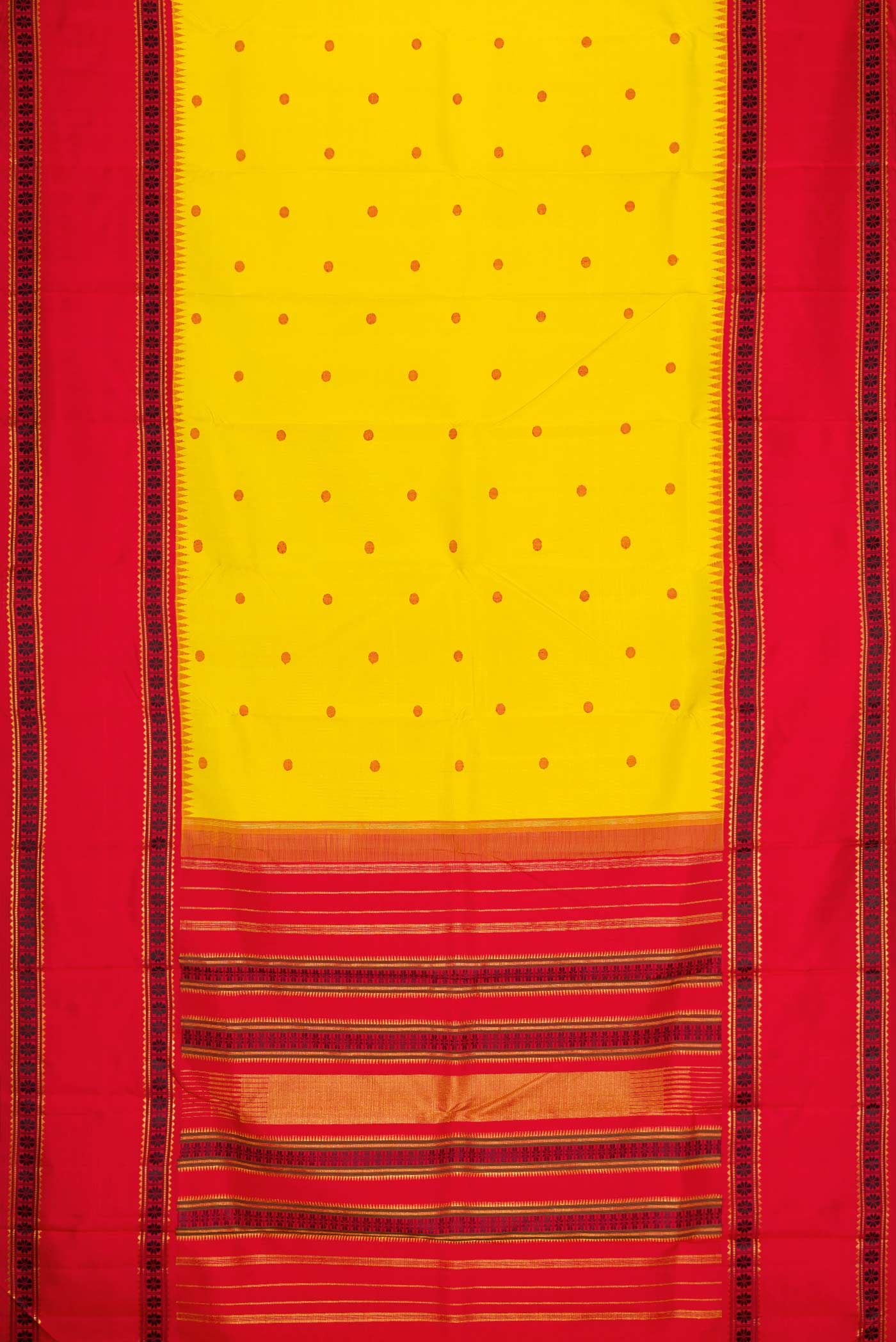 Lemon Yellow Dual Tone Kanjivaram Silk Saree - Image 6