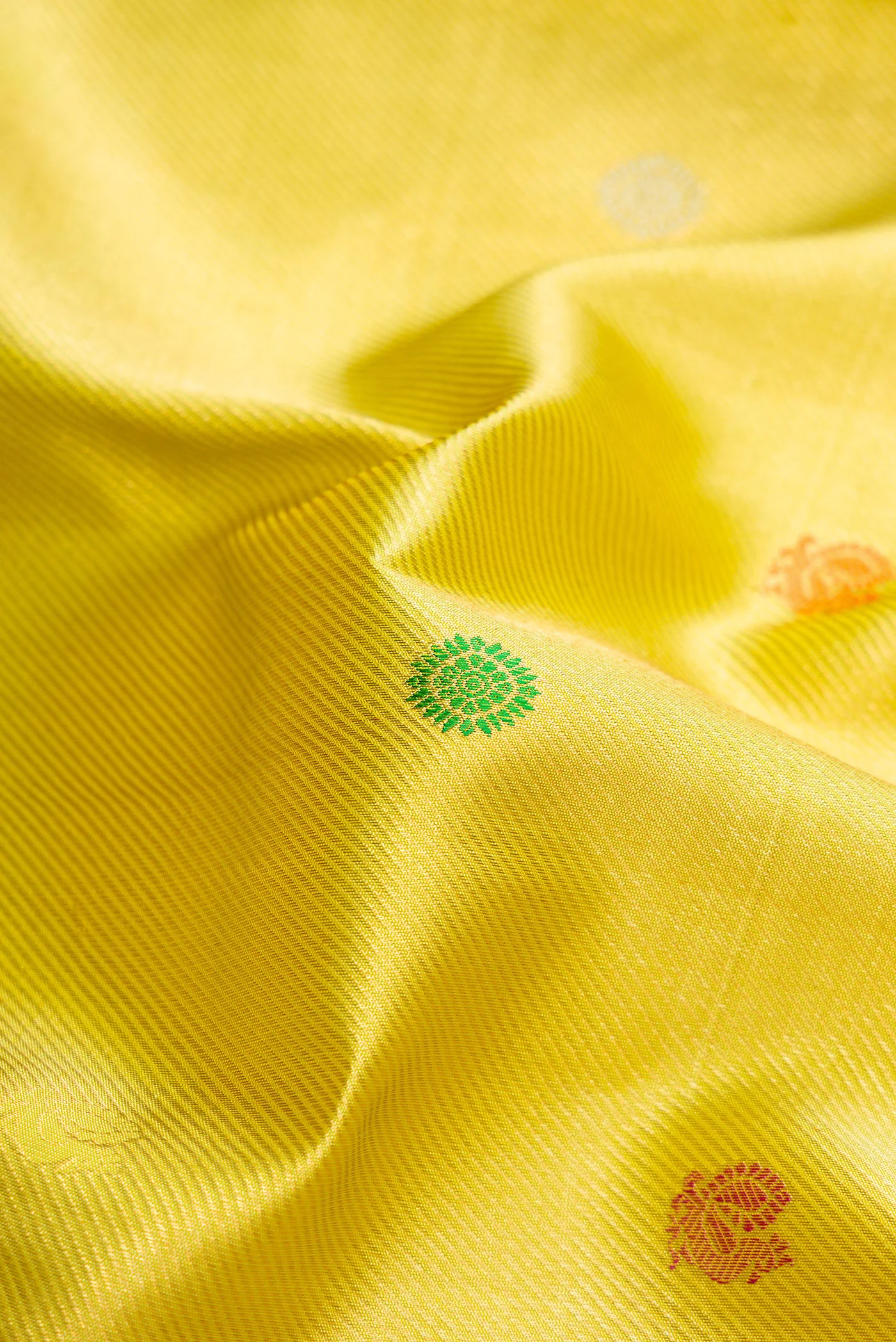 Lemon Yellow Kanchipuram Silk Saree - Image 2