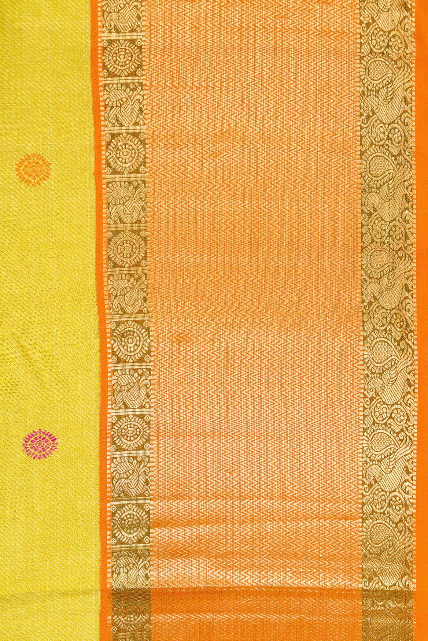 Lemon Yellow Kanchipuram Silk Saree - Image 3