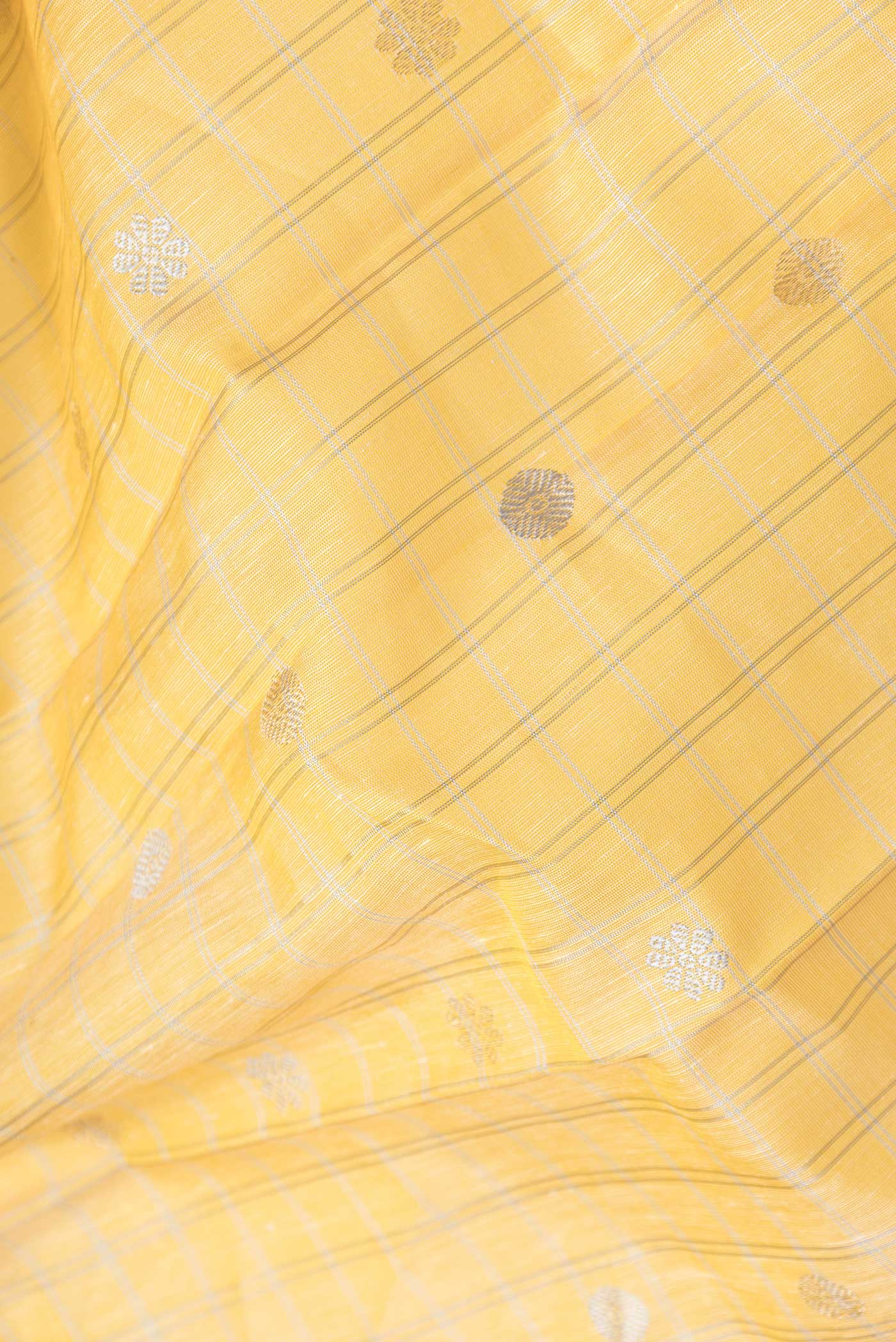 Lemon Yellow Gadwal cotton Saree - Image 2