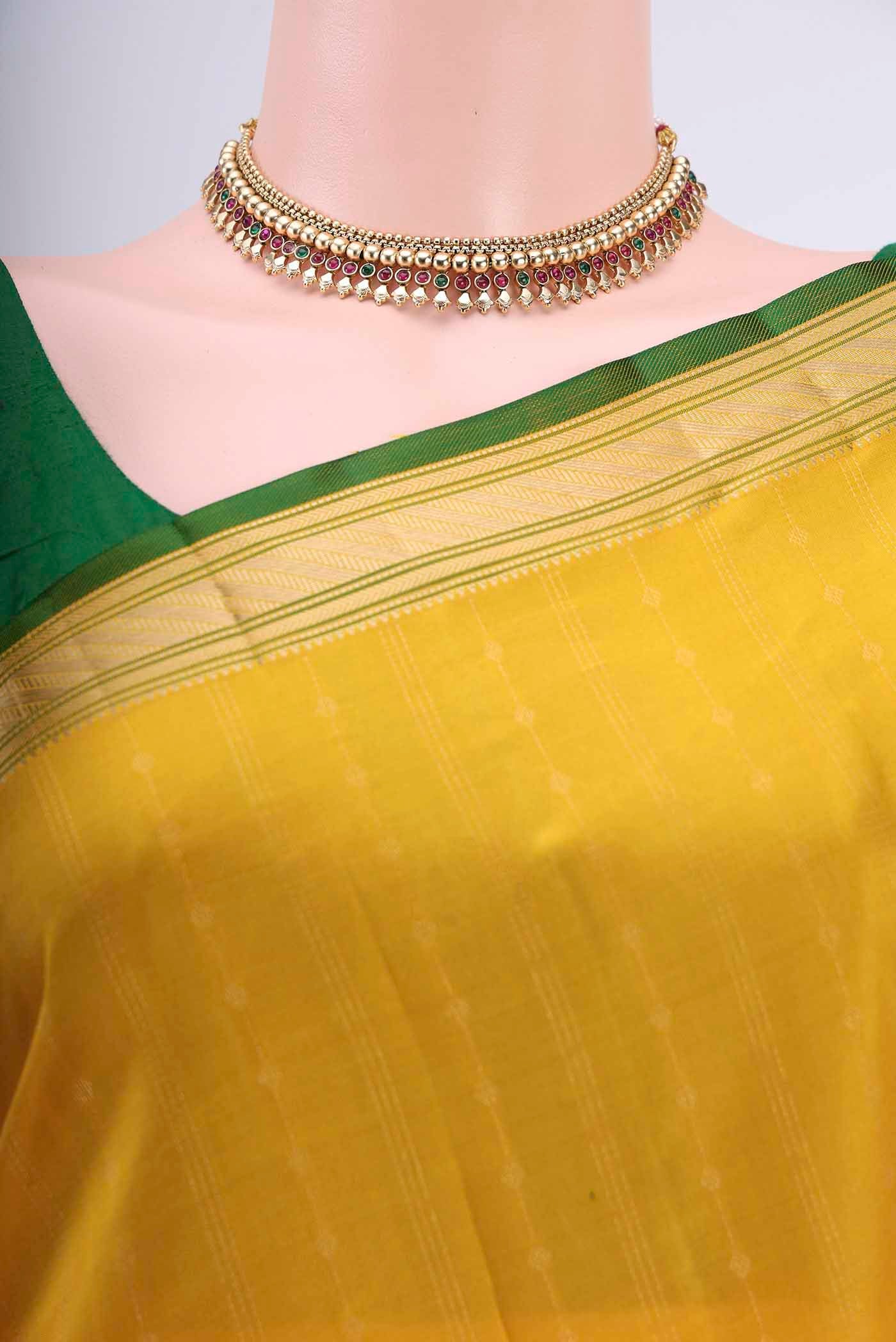 Yellow Kanchipuram Silk Saree - Image 2