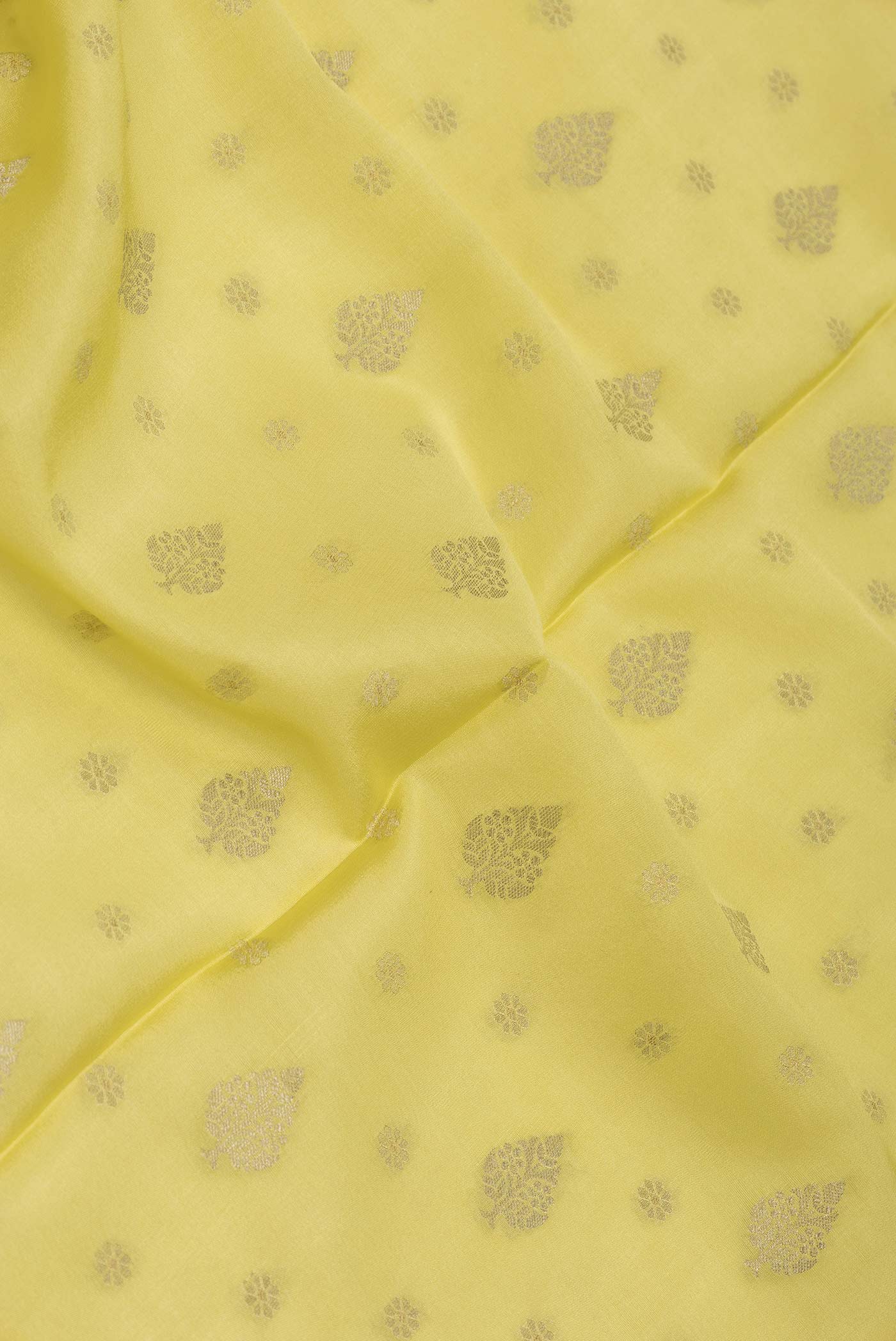 Lemon Yellow Mysore Crepe Saree - Image 2