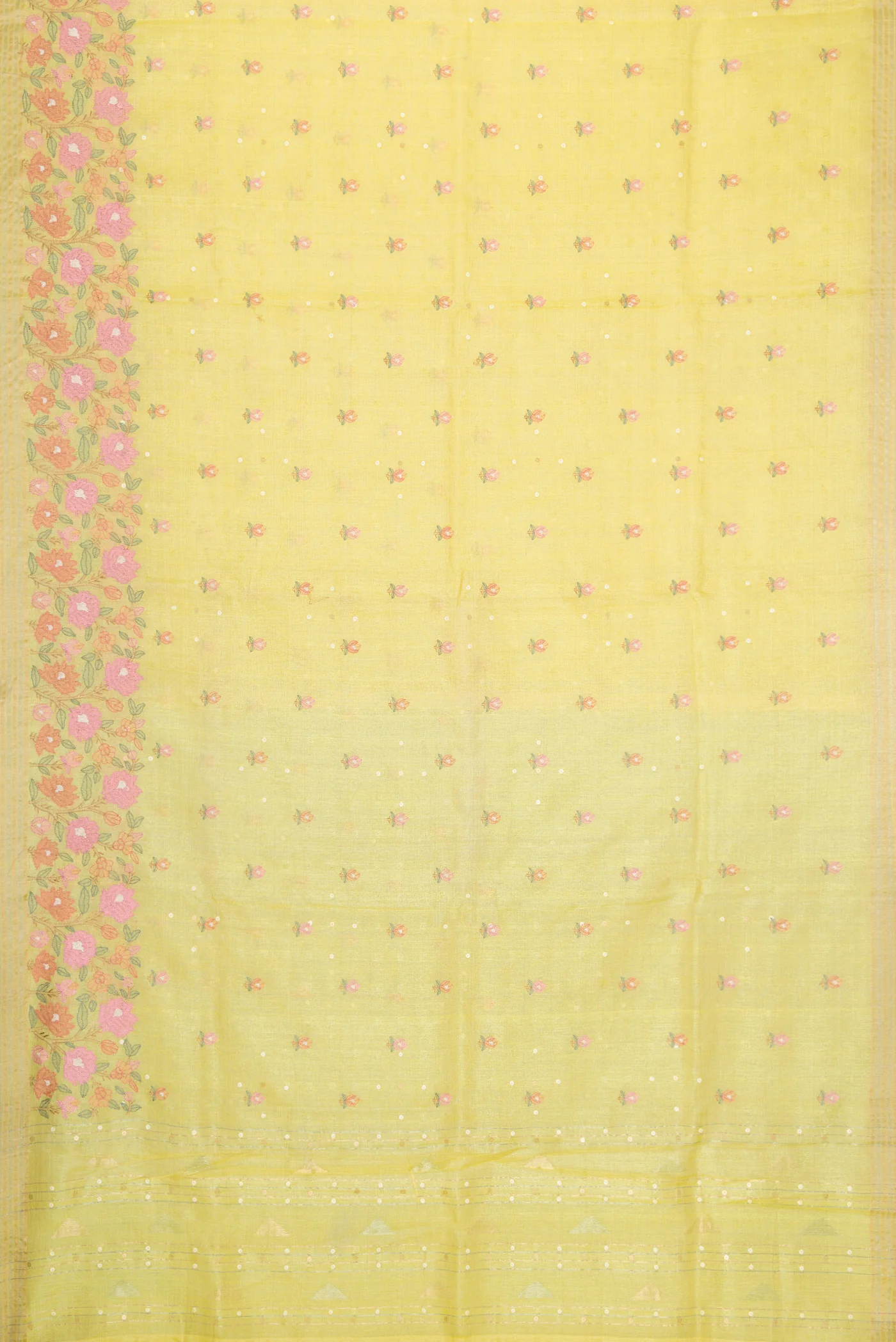 Lemon Yellow Tussar Silk Saree - Image 6