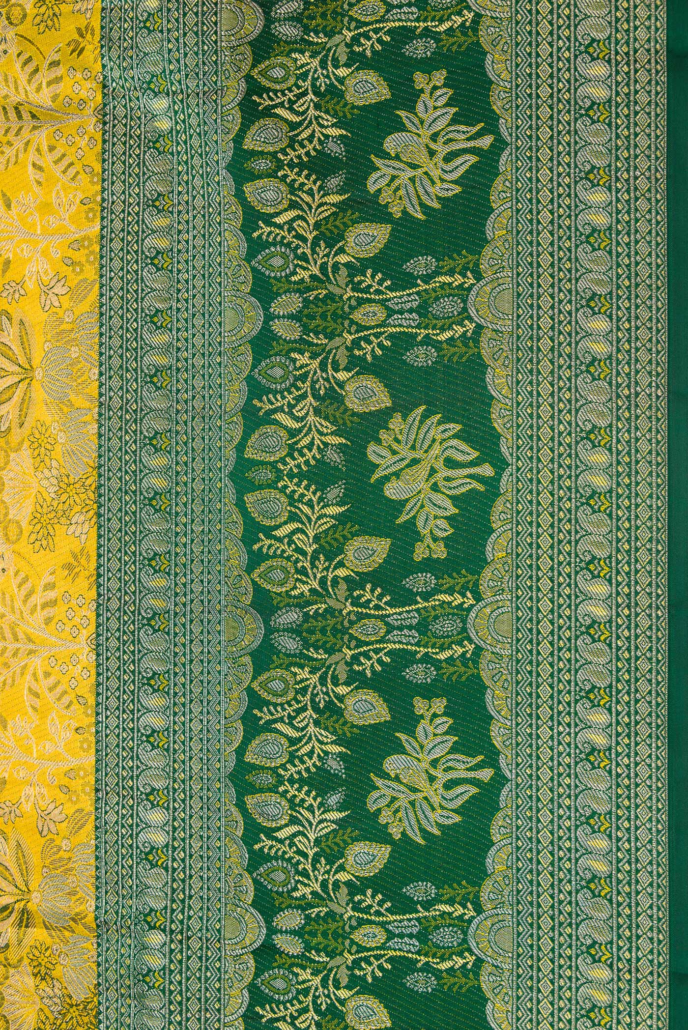 Lemon Yellow Kanjivaram Tissue Silk Saree - Image 3