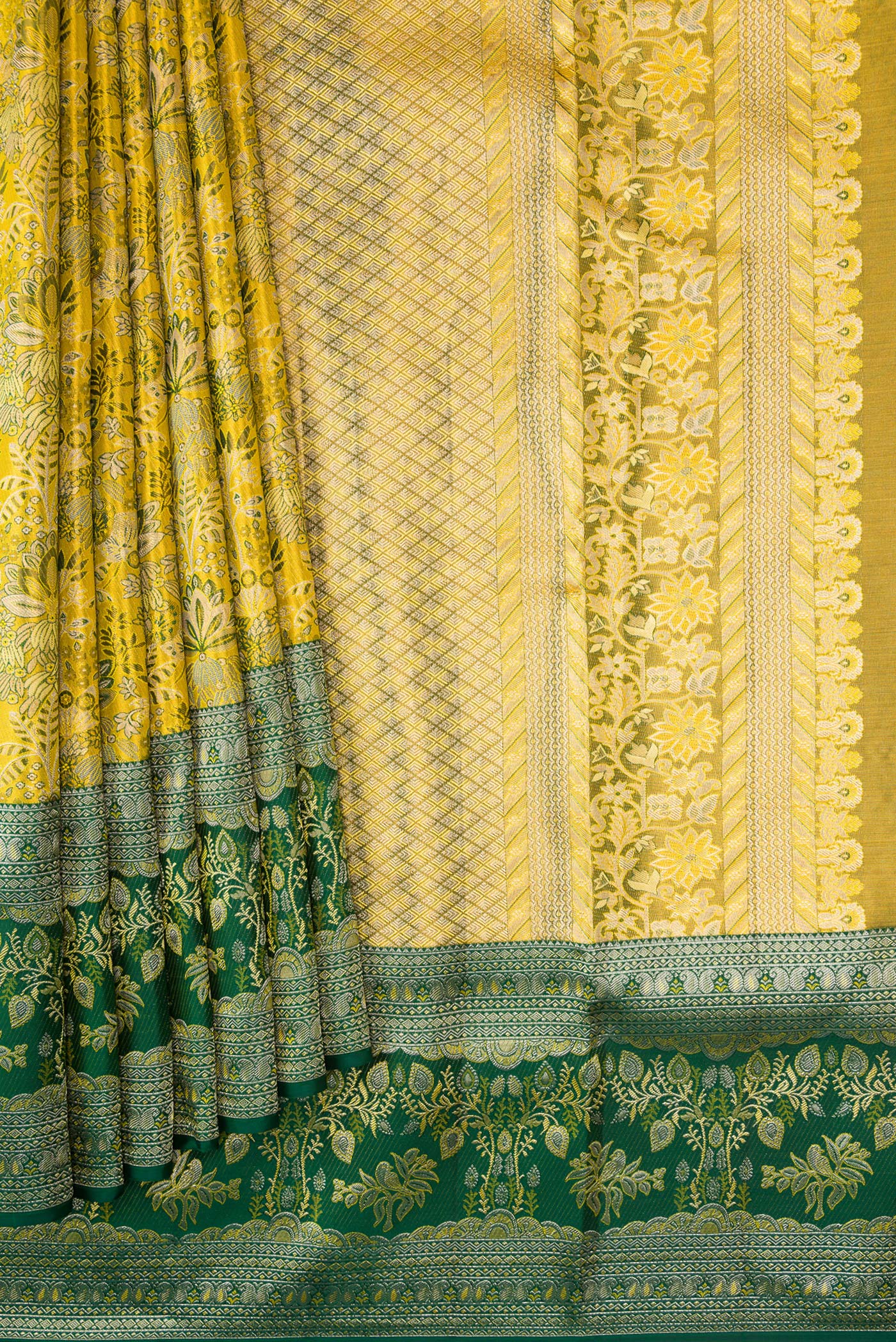 Lemon Yellow Kanjivaram Tissue Silk Saree - Image 4