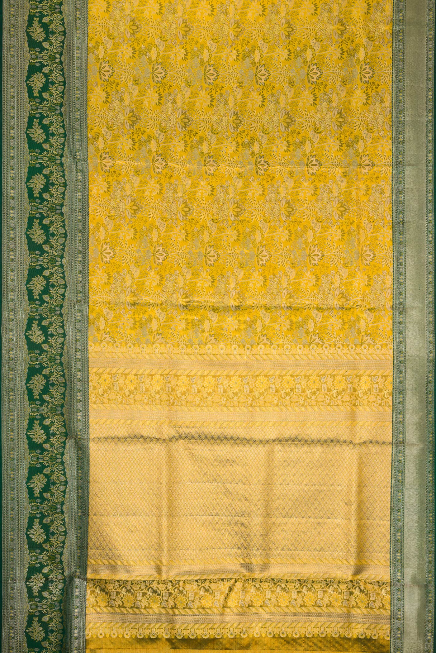 Lemon Yellow Kanjivaram Tissue Silk Saree - Image 6