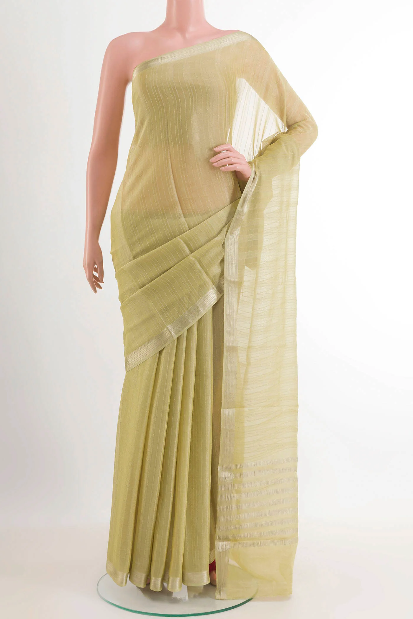 Lemon Yellow Mysore Georgette Saree