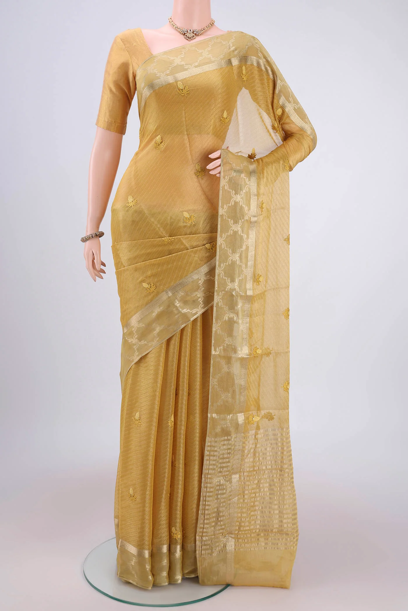 Gold Mysore Georgette Saree