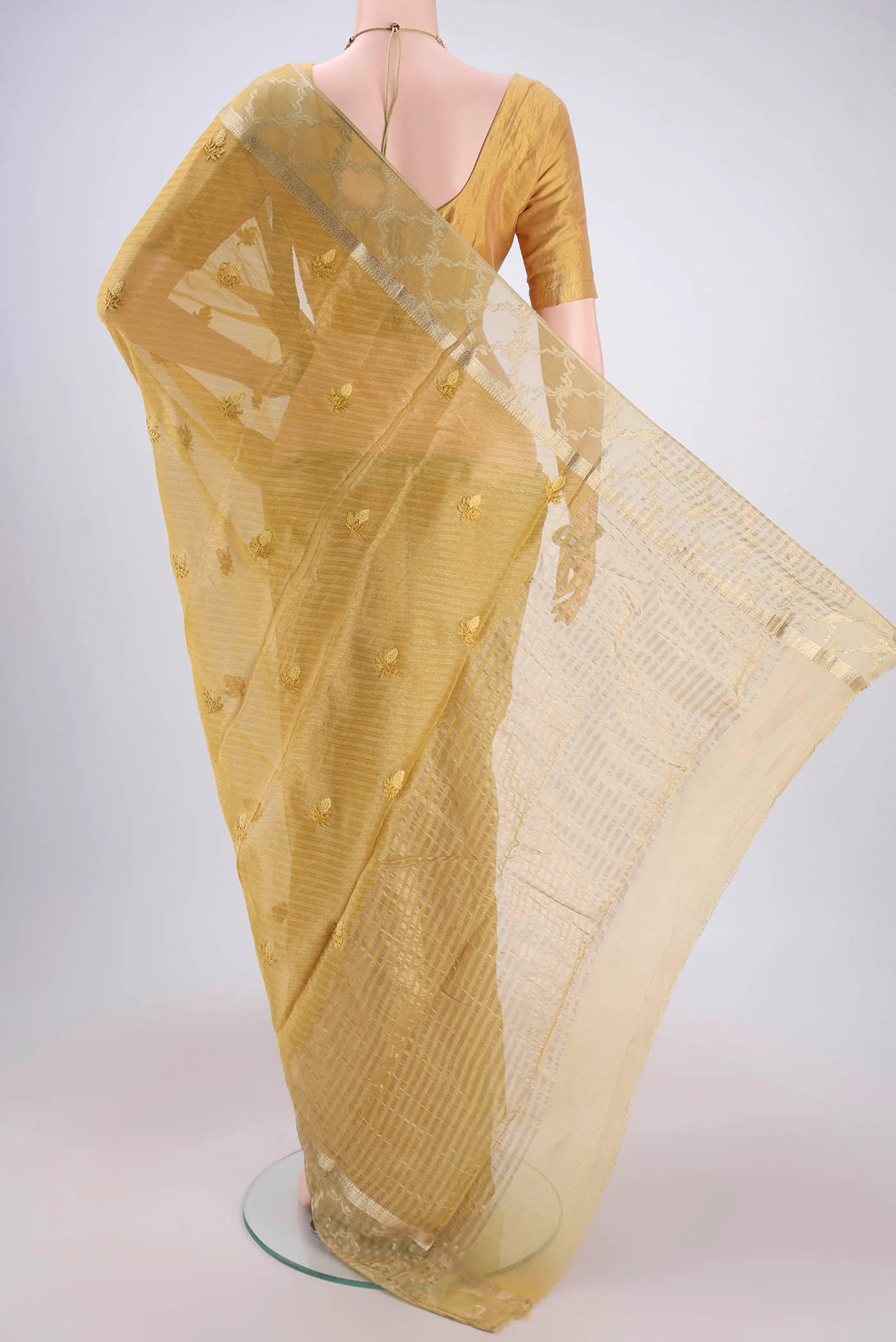 Gold Mysore Georgette Saree - Image 3