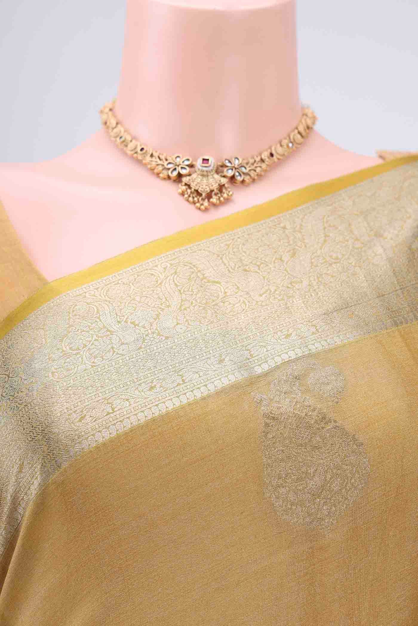 Lemon Yellow Mysore Georgette Saree - Image 2