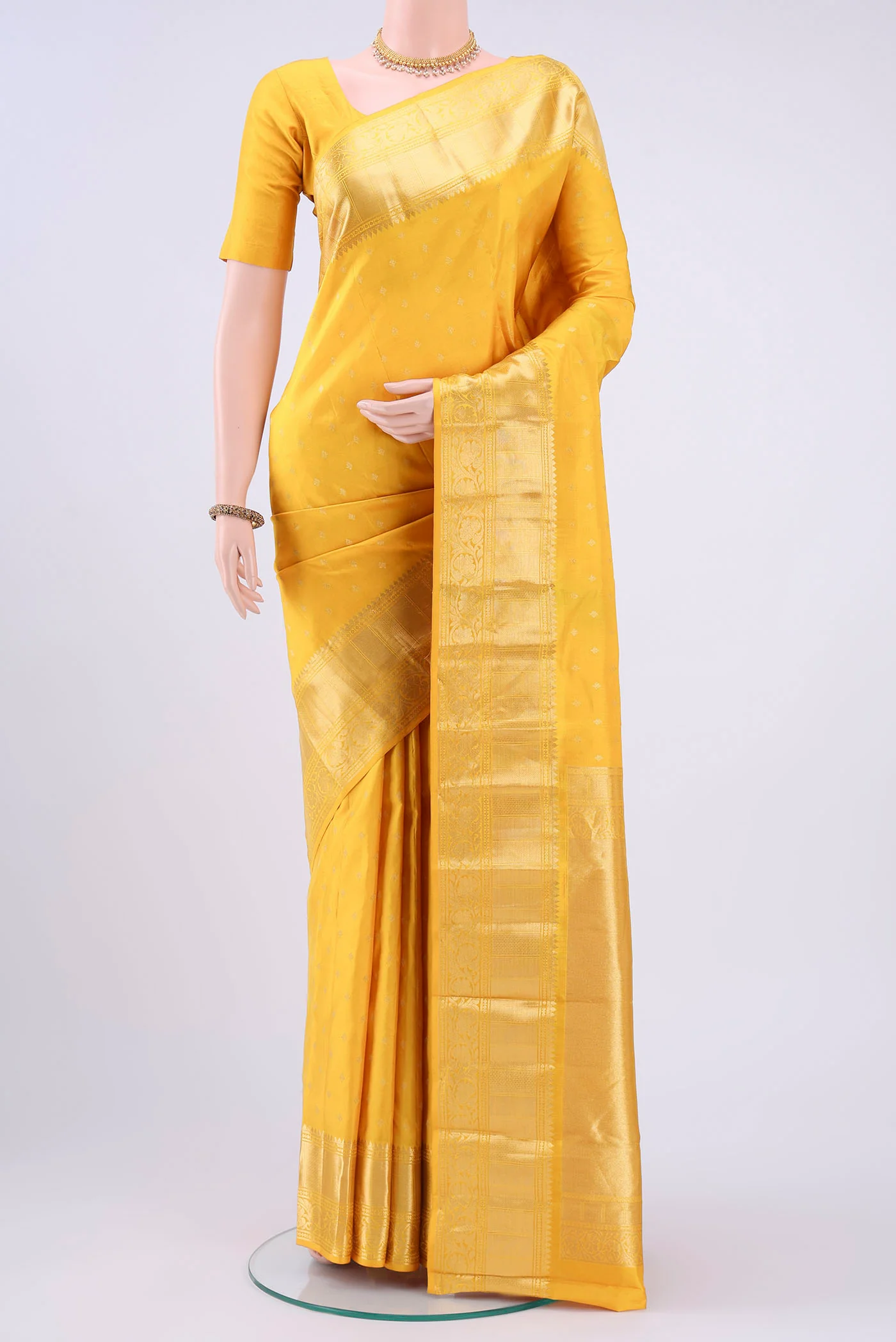 Lemon Yellow Nangavalli Silk [ Salem ] Saree