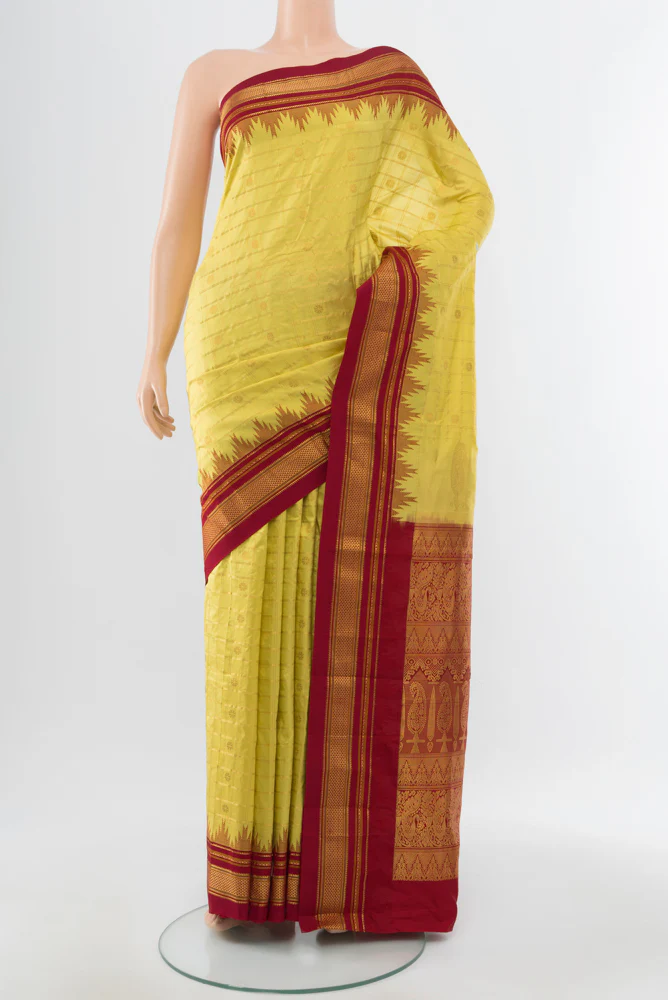 Lemon Yellow Narayanpet Silk Saree