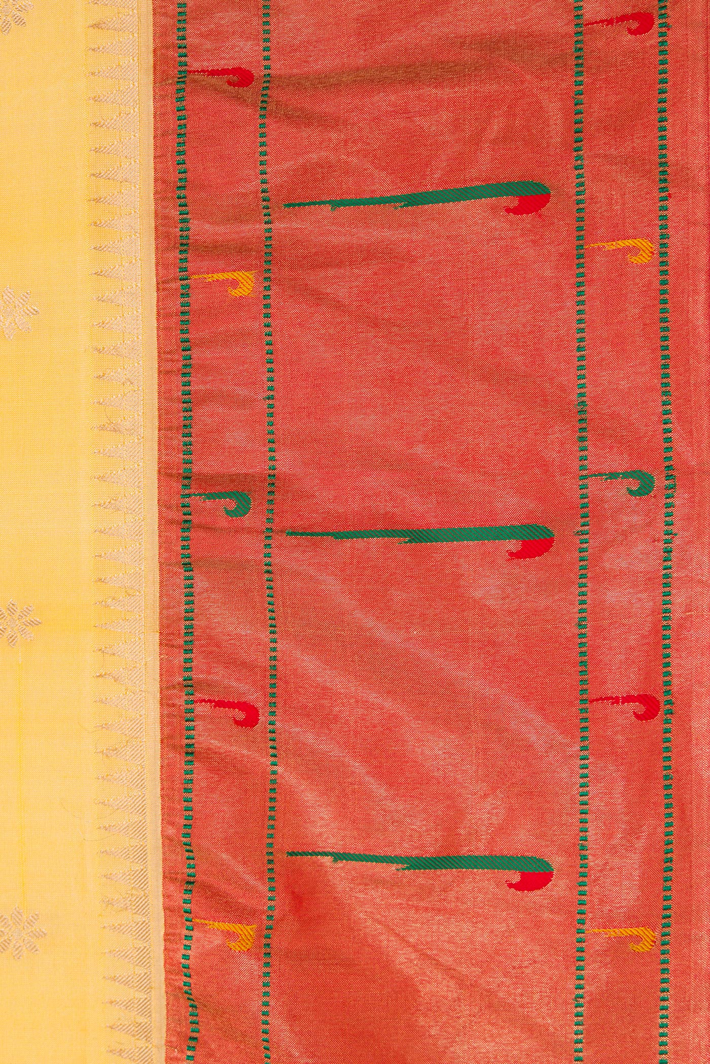 Lemon Yellow Paithani Silk Saree - Image 3