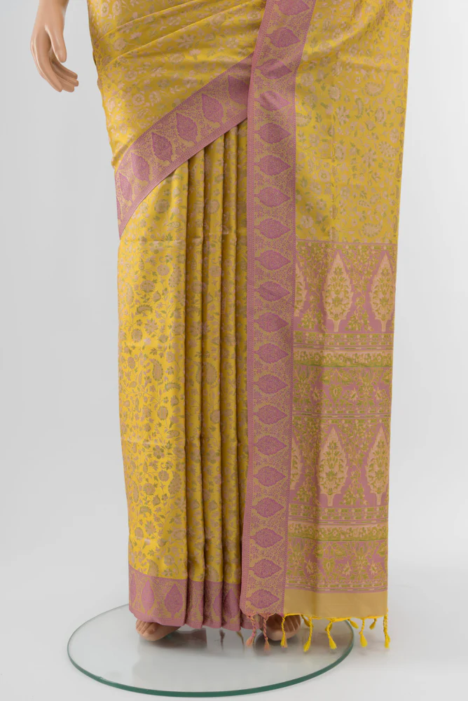 Mustard Soft Silk Saree - Image 3