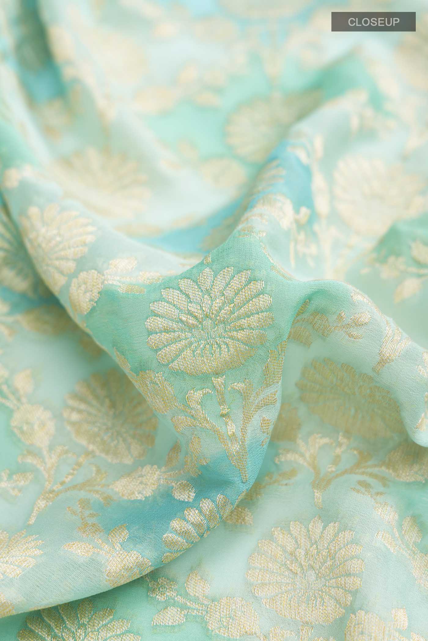 Light Blue Banarasi Georgette Saree - Image 2