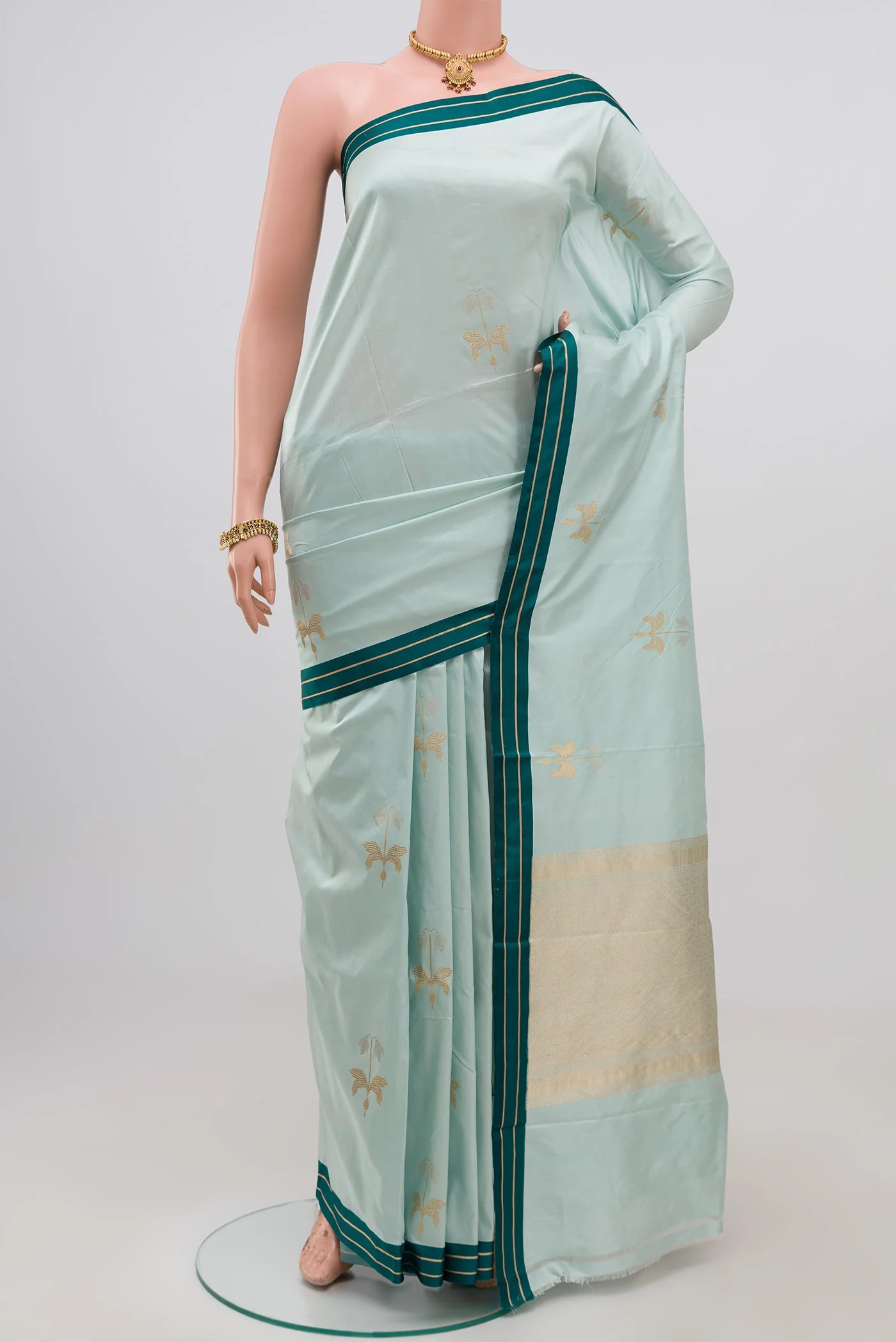 Light Blue Banarasi Katan Silk Saree