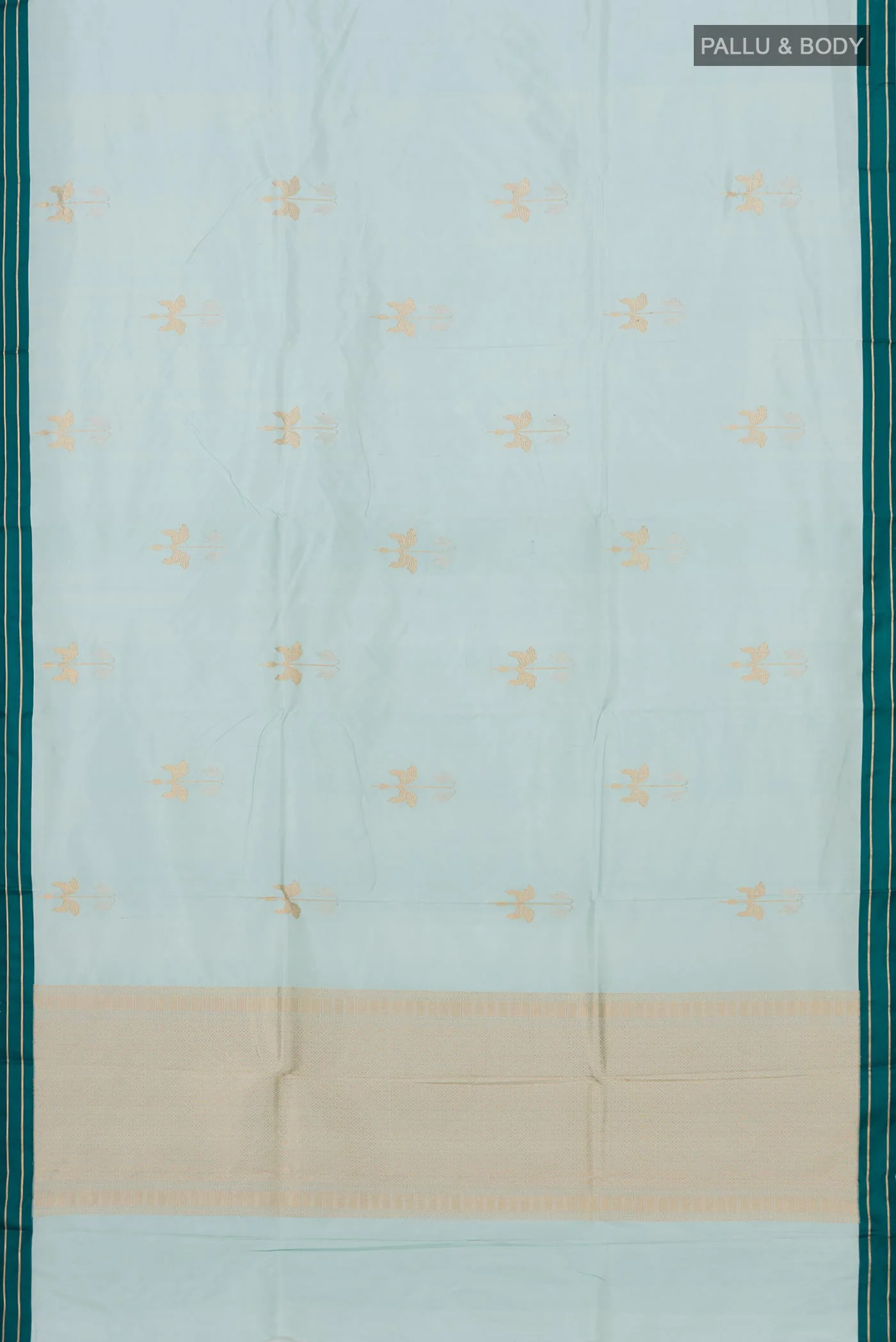 Light Blue Banarasi Katan Silk Saree - Image 5