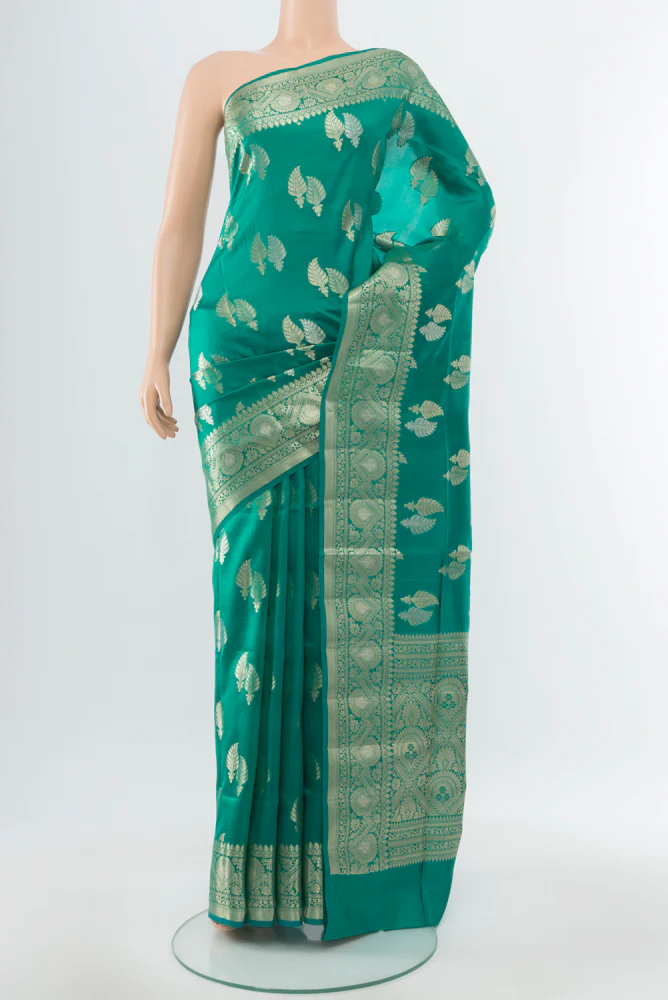 Teal Banarasi Raw Silk Saree
