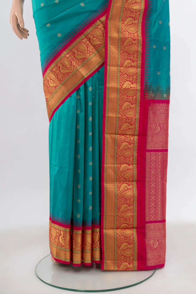 Blue Blended Bangalore Silk Saree - Image 3