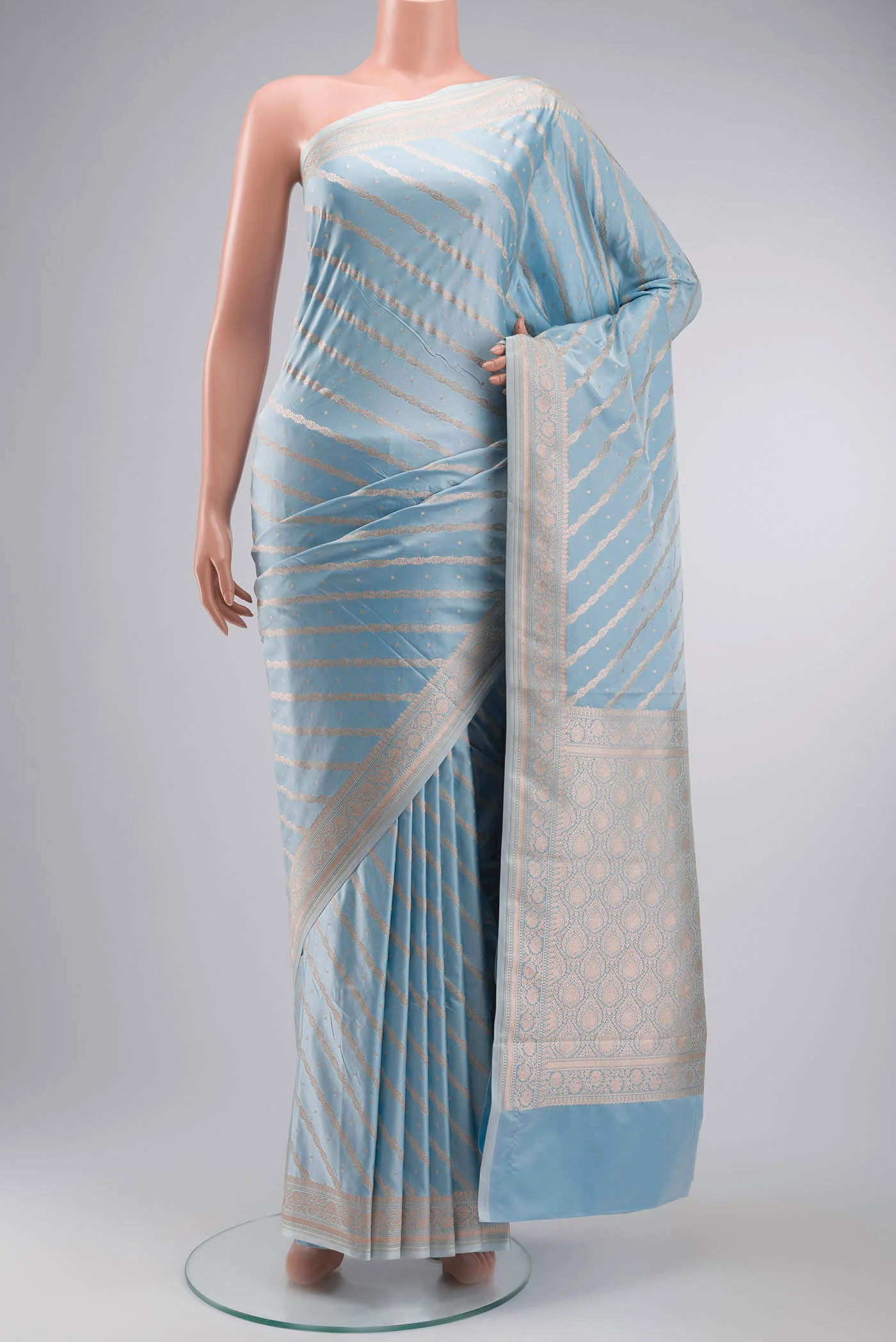 Light Blue Blended Banarasi Silk Saree